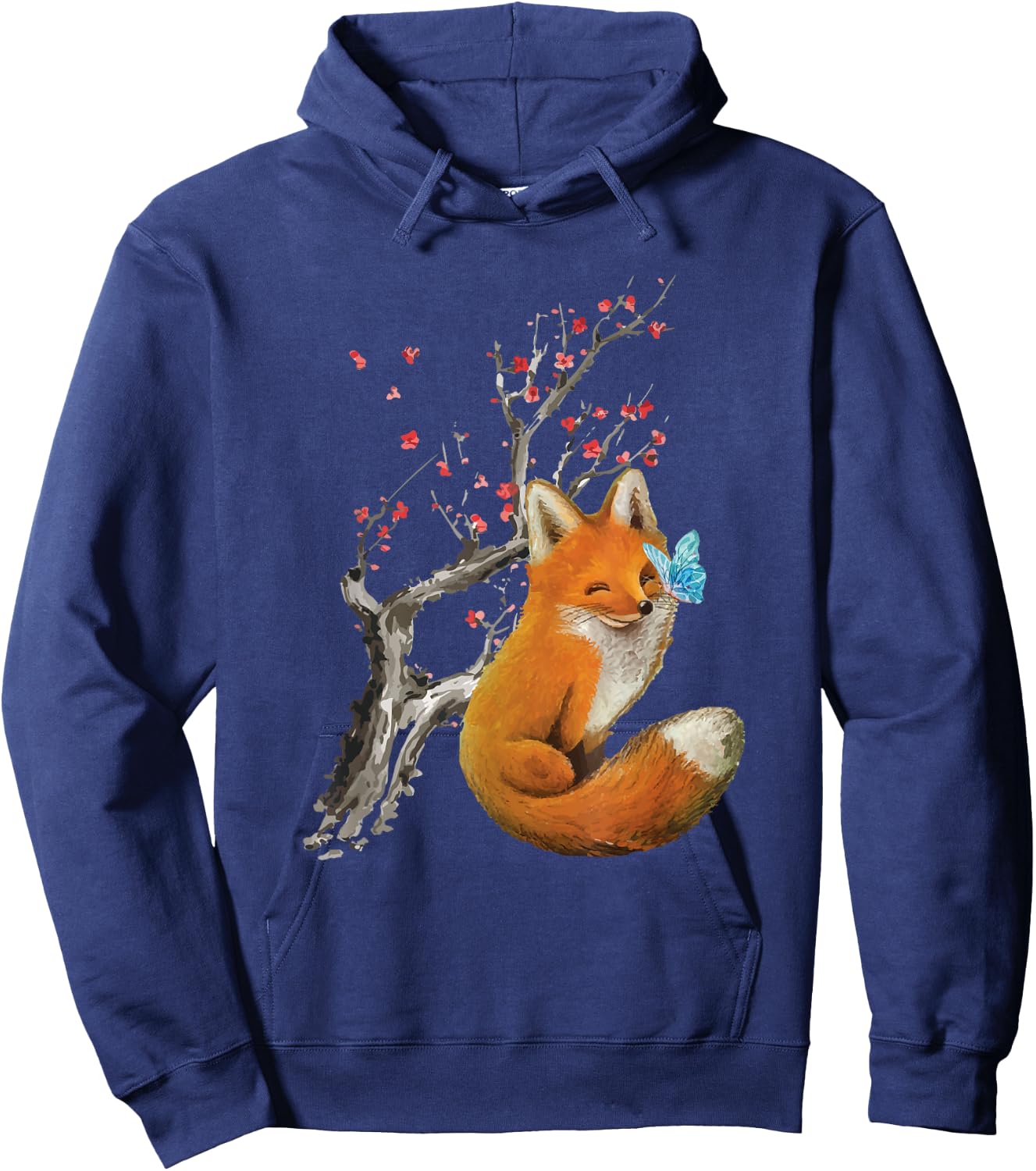 Vintage Fox - Japanese Cherry Blossom - Sakura - Anime Gift Hoodie - Hoodie | Navy