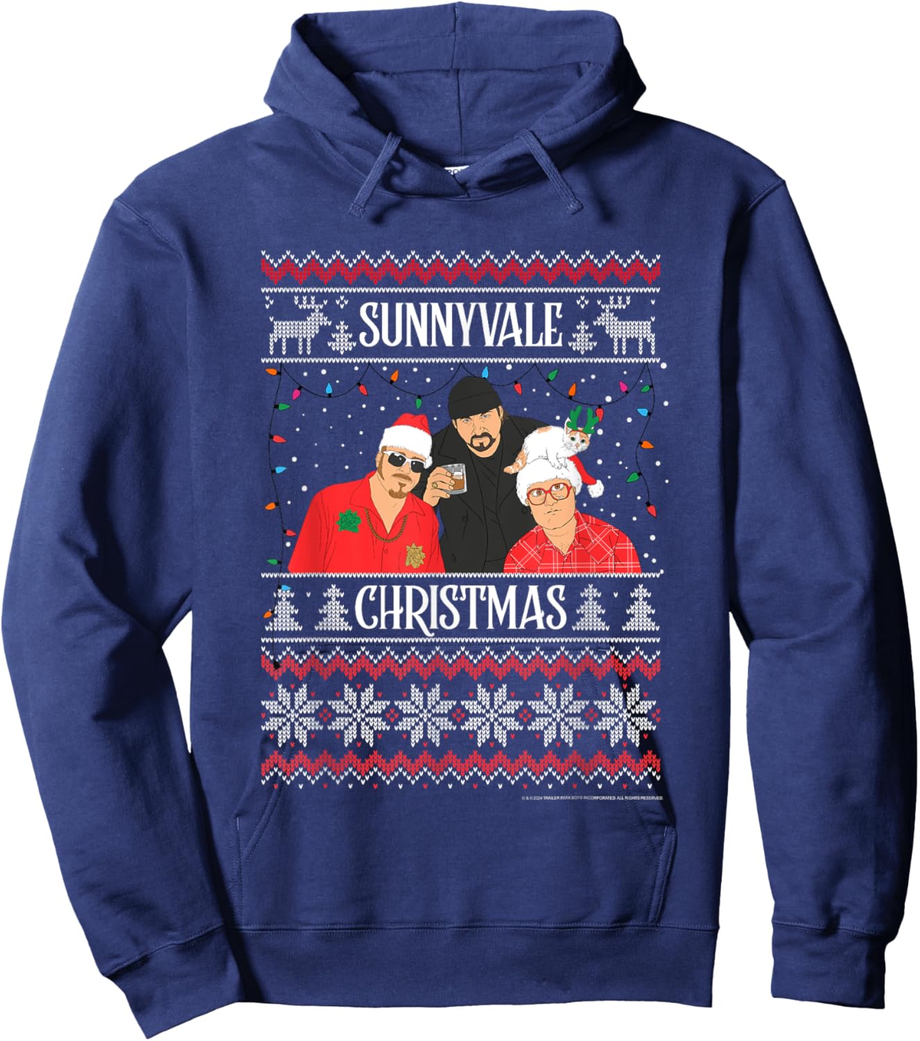 Trailer Park Boys Sunnyvale Christmas Ugly Sweater Hoodie - Hoodie | Navy