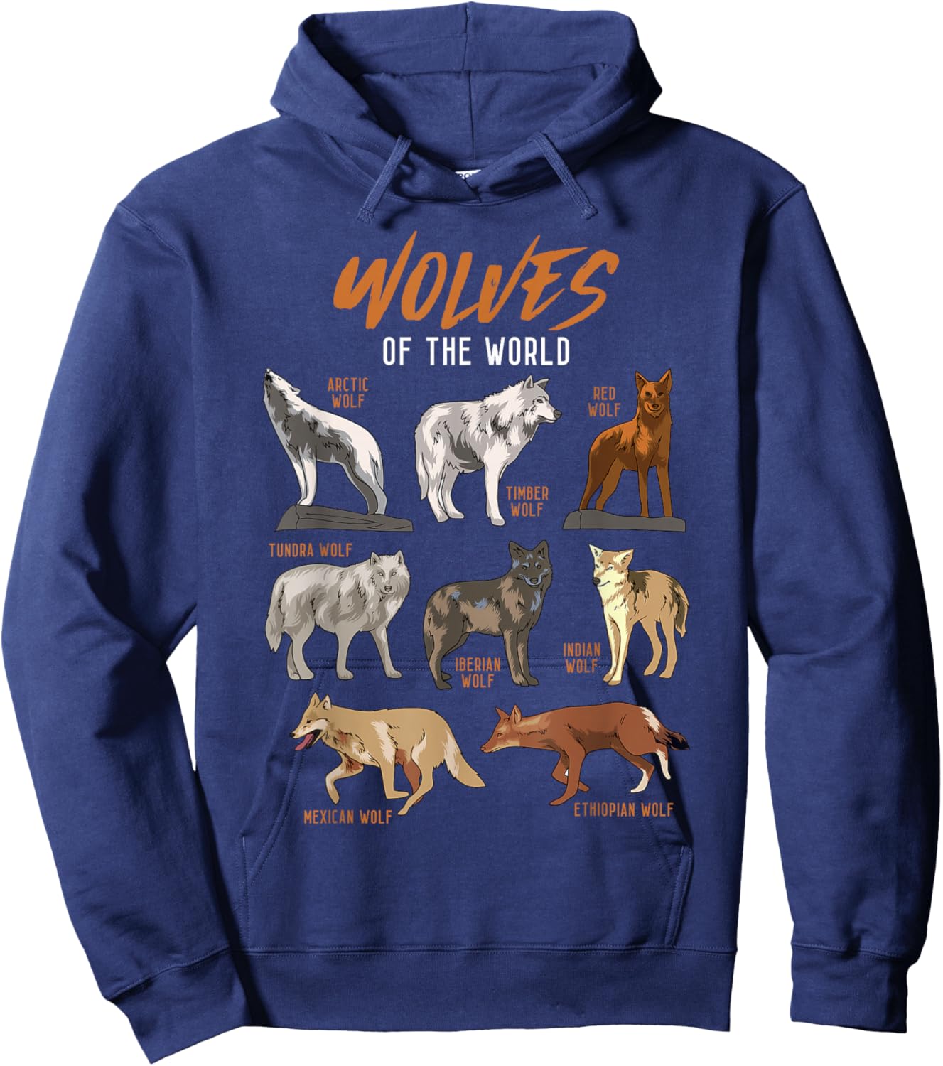 Wolves Animals of The World Wolf Lover Hunter Educational Hoodie - Hoodie | Navy