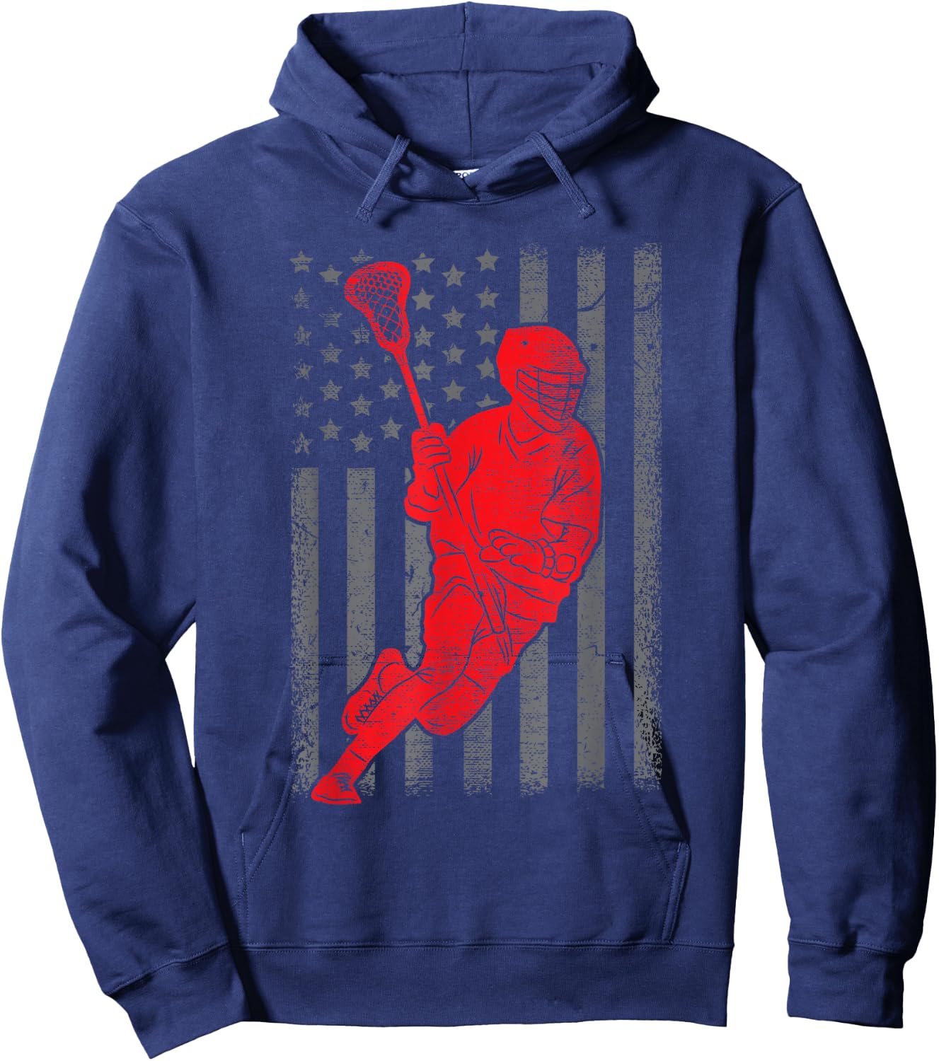 Funny Vintage American Flag Lacrosse USA Sport Gift Men Boys Hoodie - Hoodie | Navy