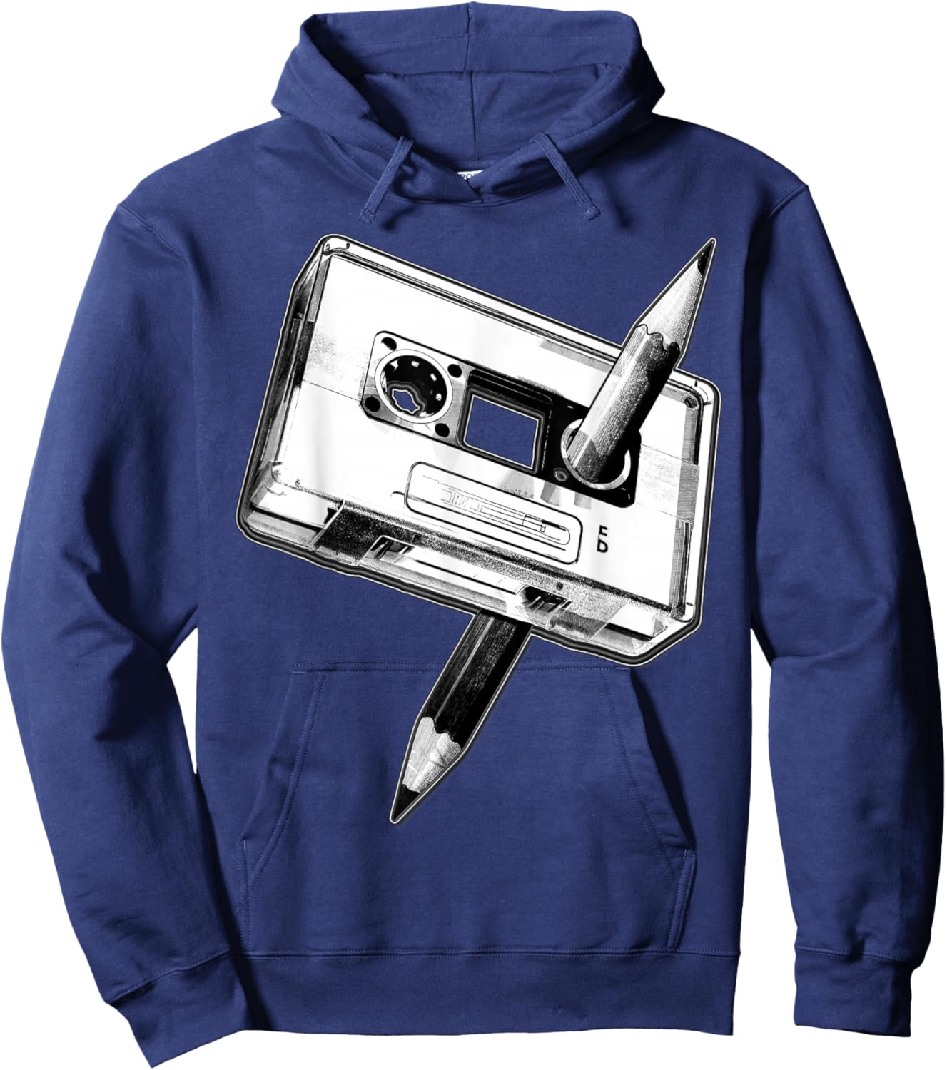 80s Cassette Tape Pencil 1980s Retro Vintage Music Mixtape Hoodie - Hoodie | Navy