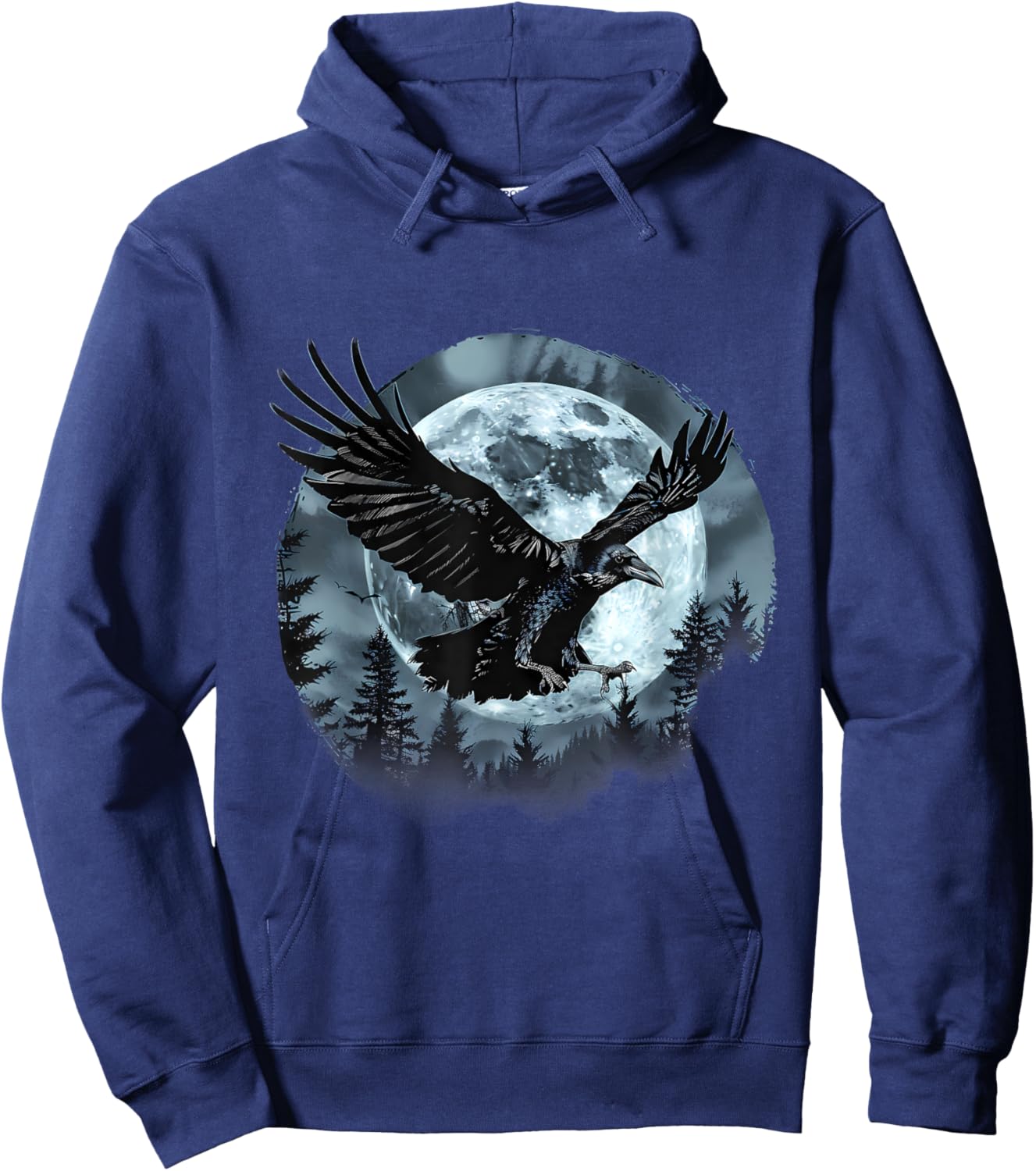 Halloween Raven Forest Spooky Moon Trick Or Treat Artwork Hoodie - Hoodie | Navy
