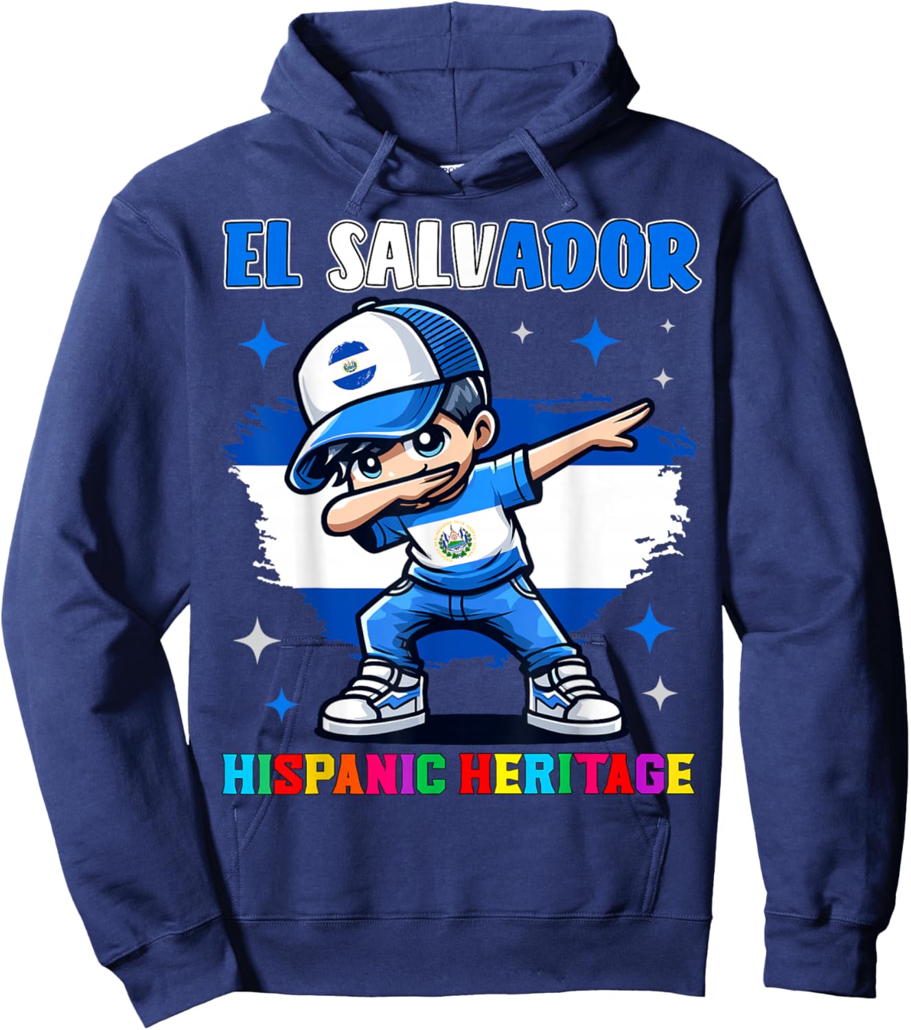 El Salvador Dabbing Kid Hispanic Heritage Celebration Kids Hoodie - Hoodie | Navy