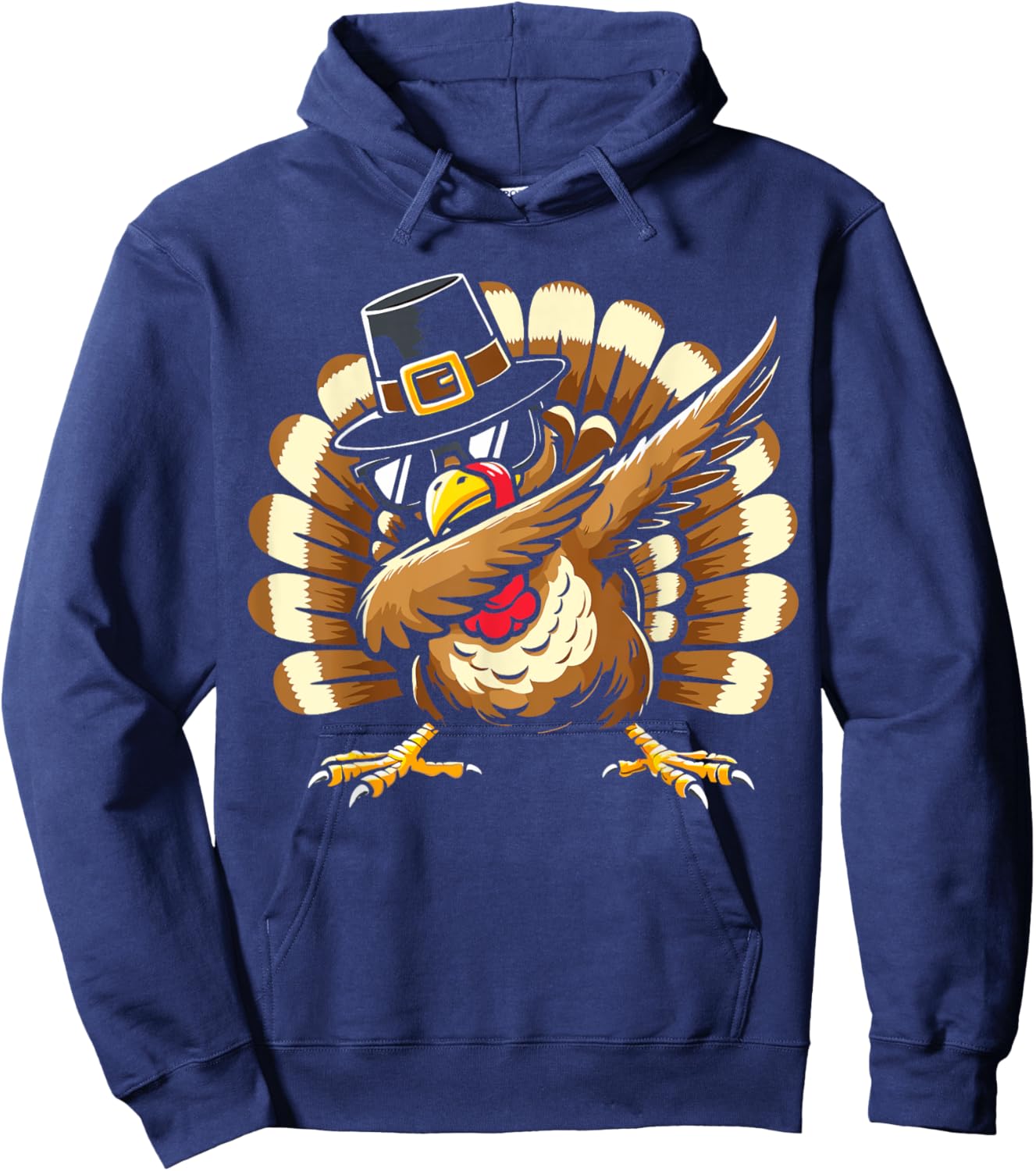Dabbing turkey pilgrim for thanksgiving family kids Hoodie - Hoodie | Navy