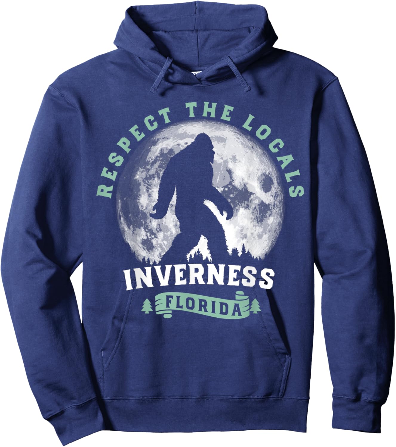 Inverness Florida Respect the Locals Bigfoot Swamp Ape Hoodie - Hoodie | Navy