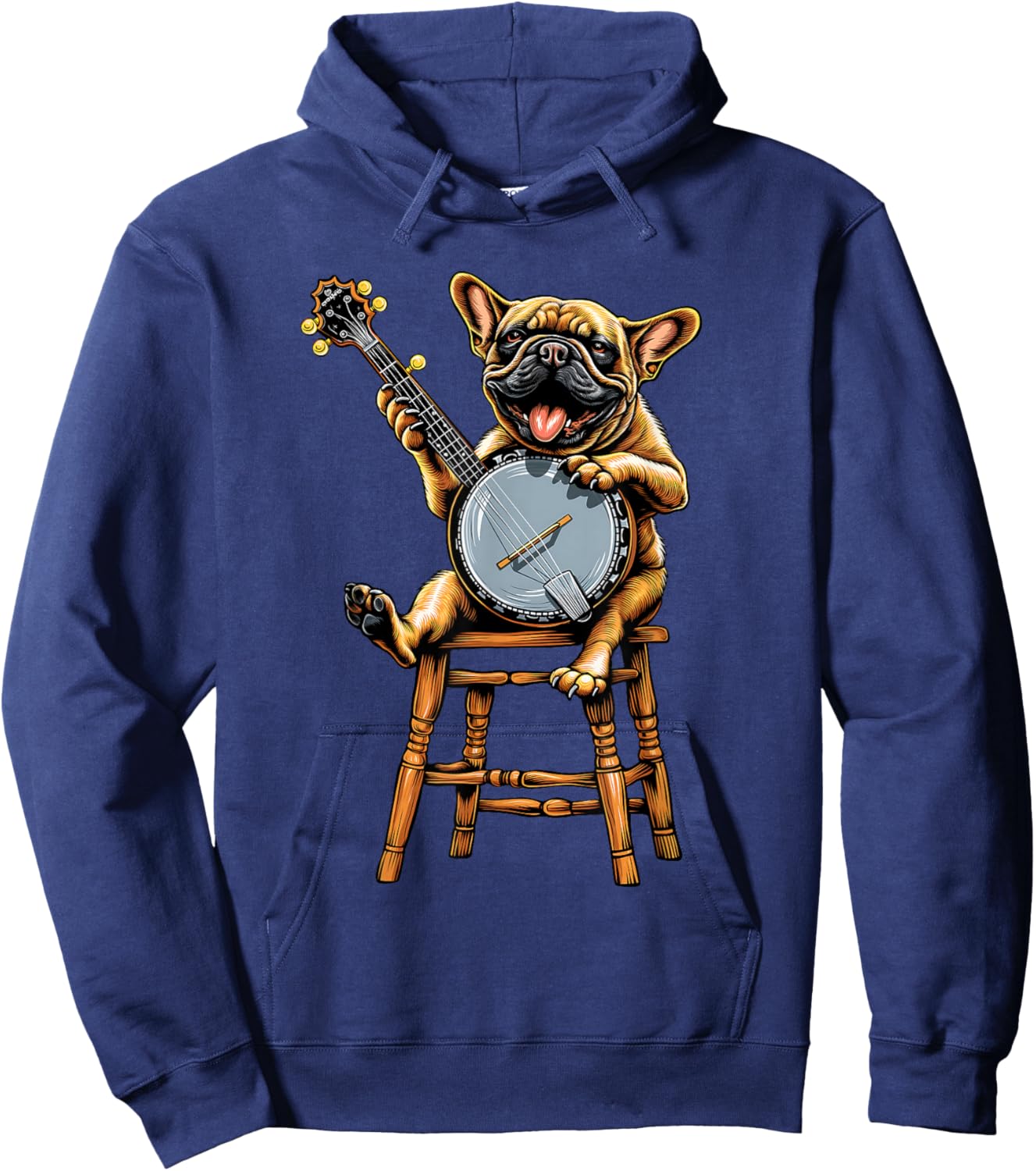 French Bulldog Frenchie Dog Bluegrass Banjo Player Hoodie - Hoodie | Navy