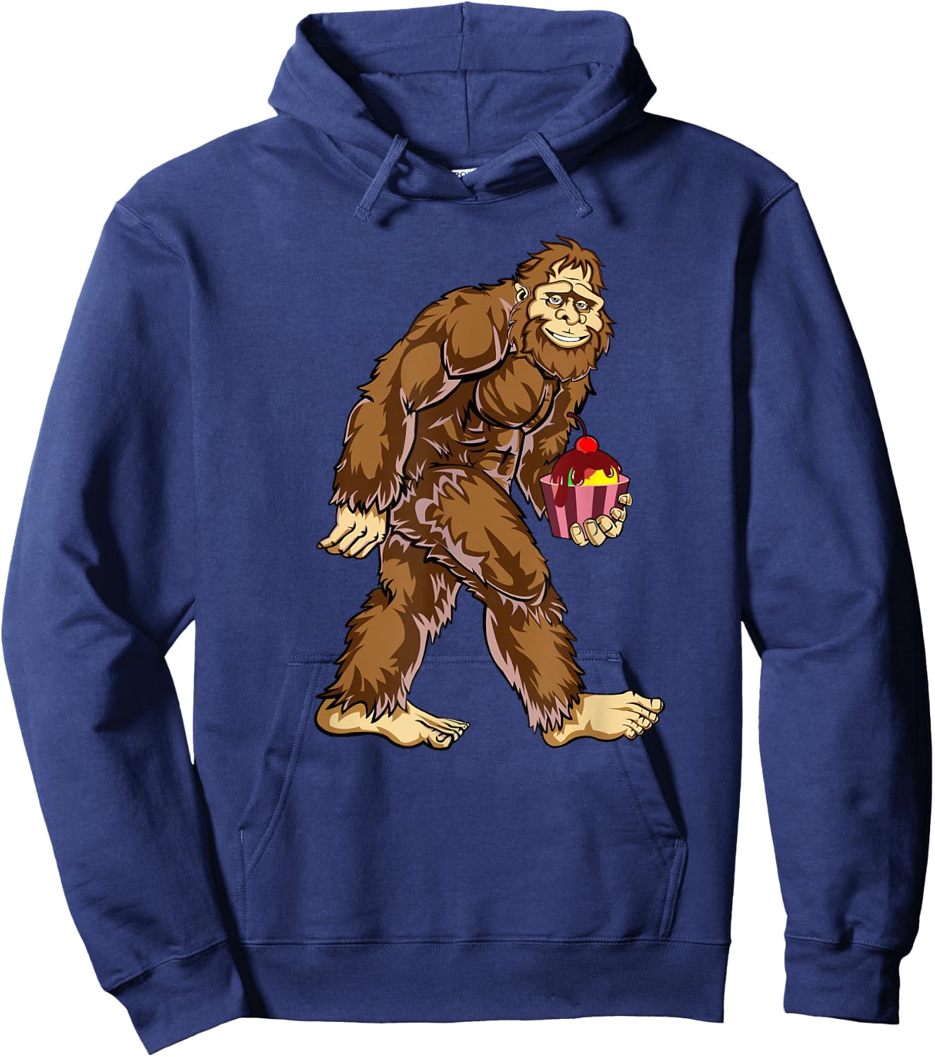 Funny Bigfoot Ice Cream Boy Funny Sasquatch Shirt Hoodie - Hoodie | Navy