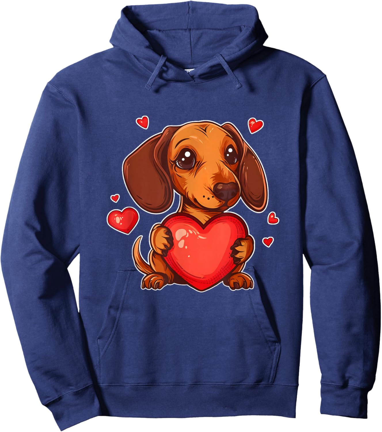 Dachshund valentine dog valentines day Men Women Girls Kids Hoodie - Hoodie | Navy