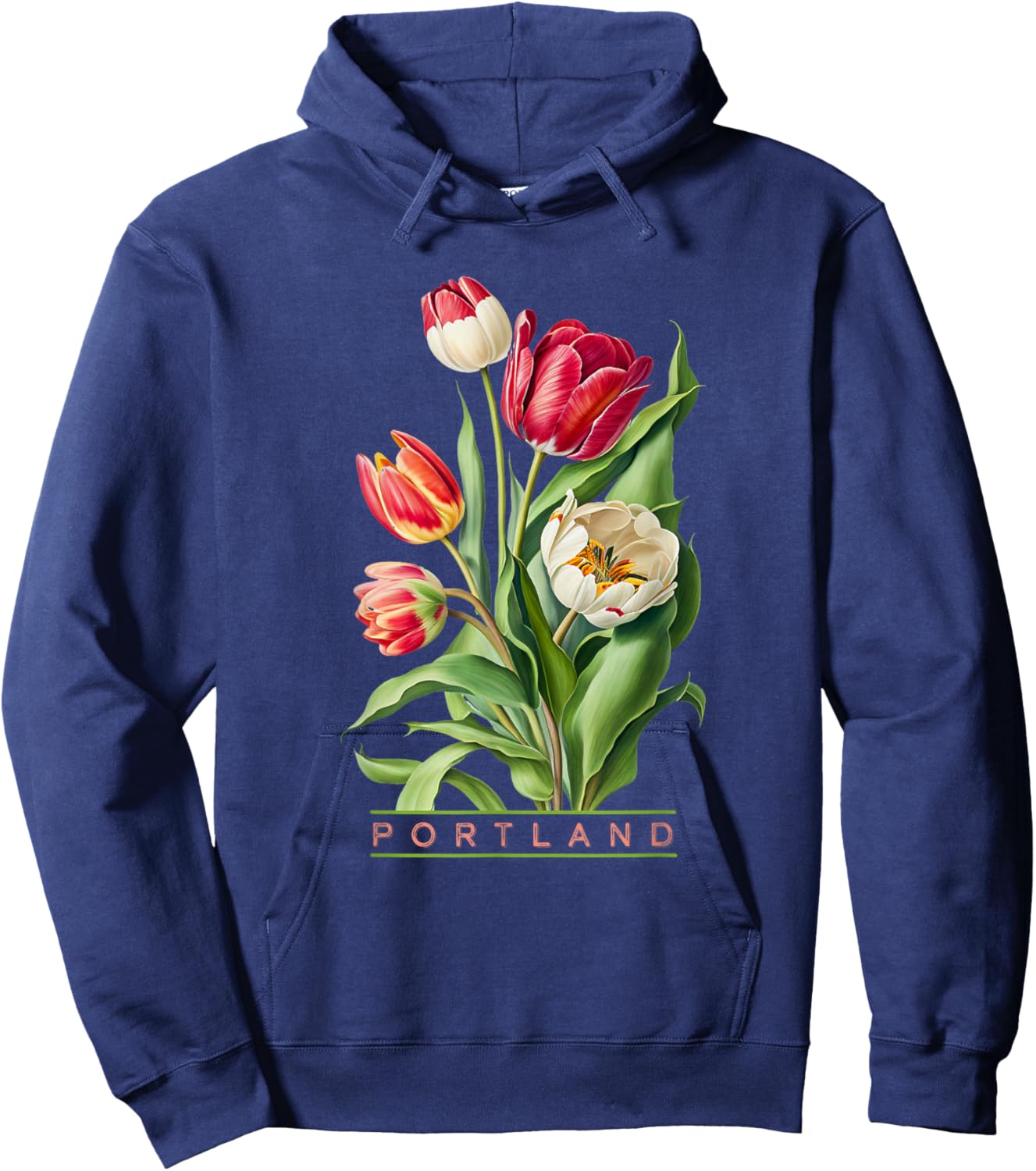 Portland Botanical Tulip Lovers Gardeners Souvenir Hoodie - Hoodie | Navy