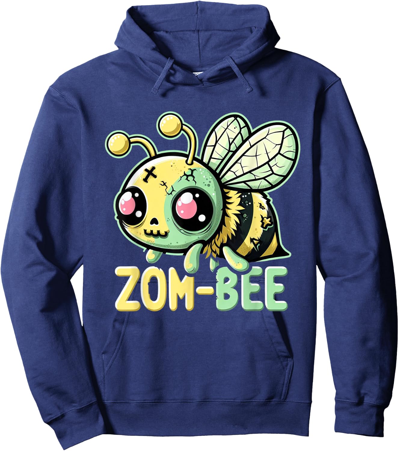 Zom-Bee Adorably Creepy Zombie Bee Cartoon Halloween Hoodie - Hoodie | Navy