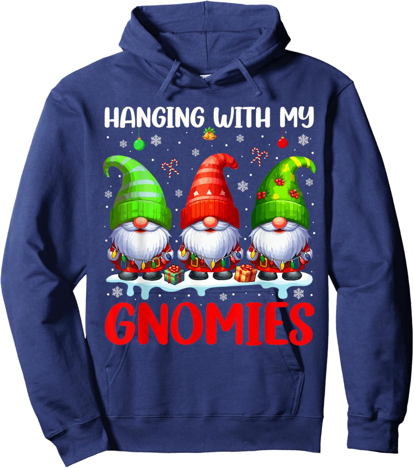 Hanging With My Gnomies Christmas Colorful Three Gnomes Hoodie - Hoodie | Navy