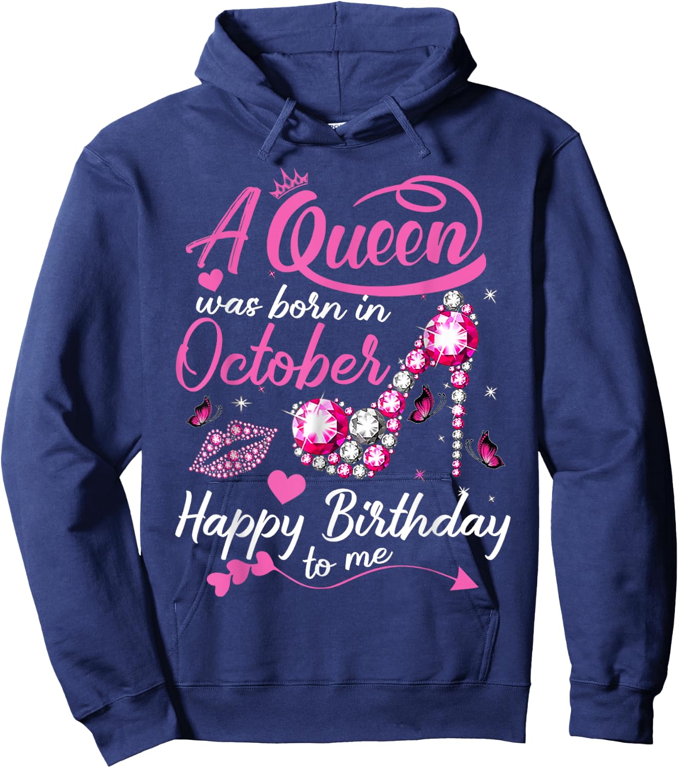 Black Queens are Born in October Shirt Women Birthday Gift Hoodie - Hoodie | Navy
