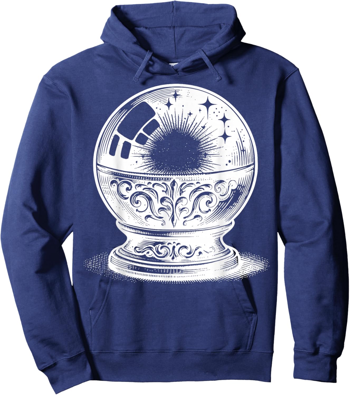 Crystal Ball On Stand With Reflections And Light Details Hoodie - Hoodie | Navy