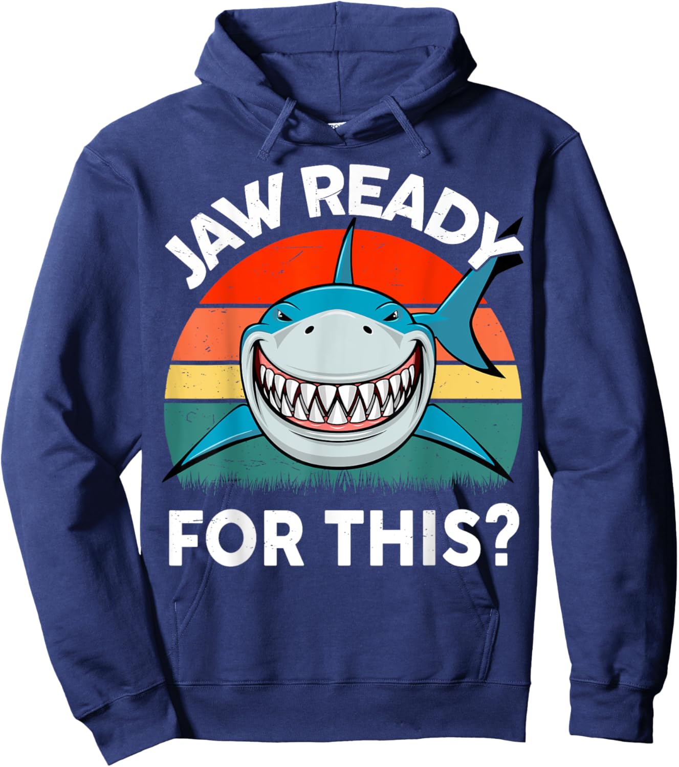 Great White Shark Jaw Ready For This? Toddler Boy Funny Kids Hoodie - Hoodie | Navy