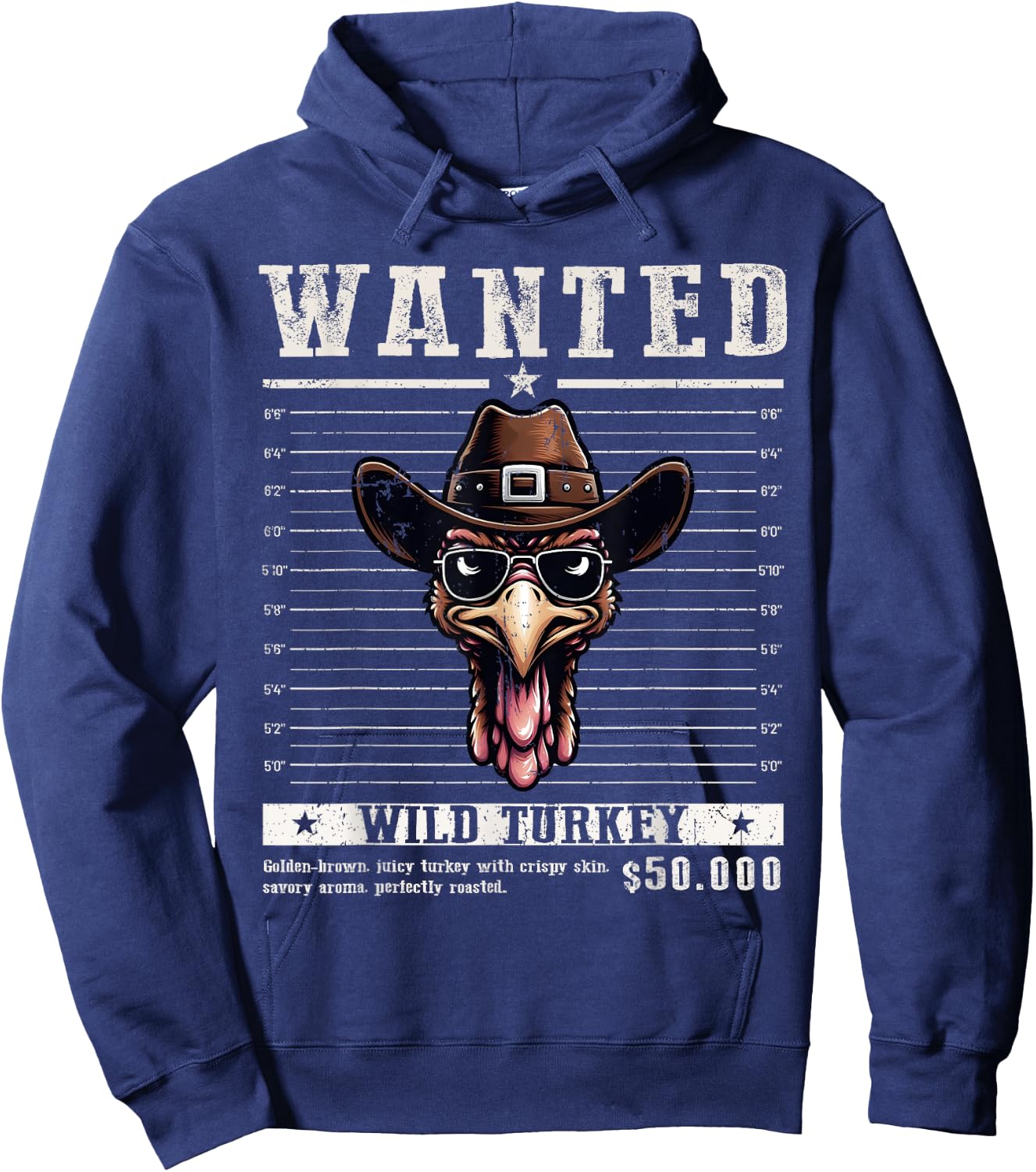 Wanted Turkey Hunting Funny Thanksgiving Men's Women's Hoodie - Hoodie | Navy