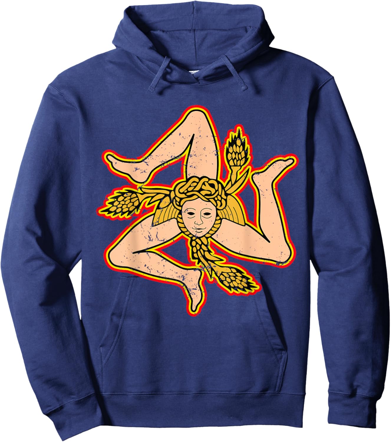 Sicily Trinacria Sicilia Flag Sicilian Roots Grunge Hoodie - Hoodie | Navy