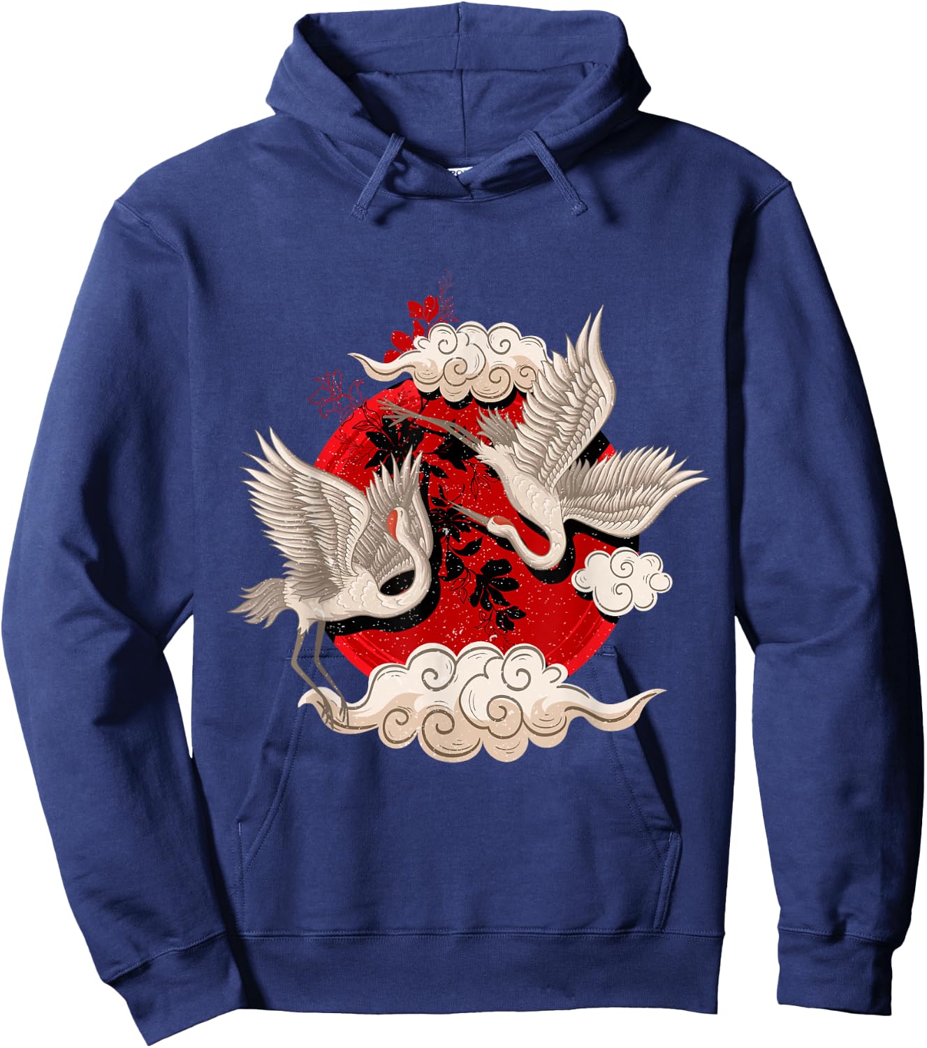 White Crane Bird Asian Style Martial Arts Hoodie - Hoodie | Navy