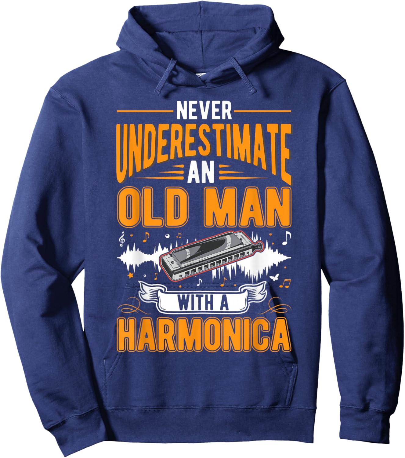 Harmonica Old Man Hoodie - Hoodie | Navy