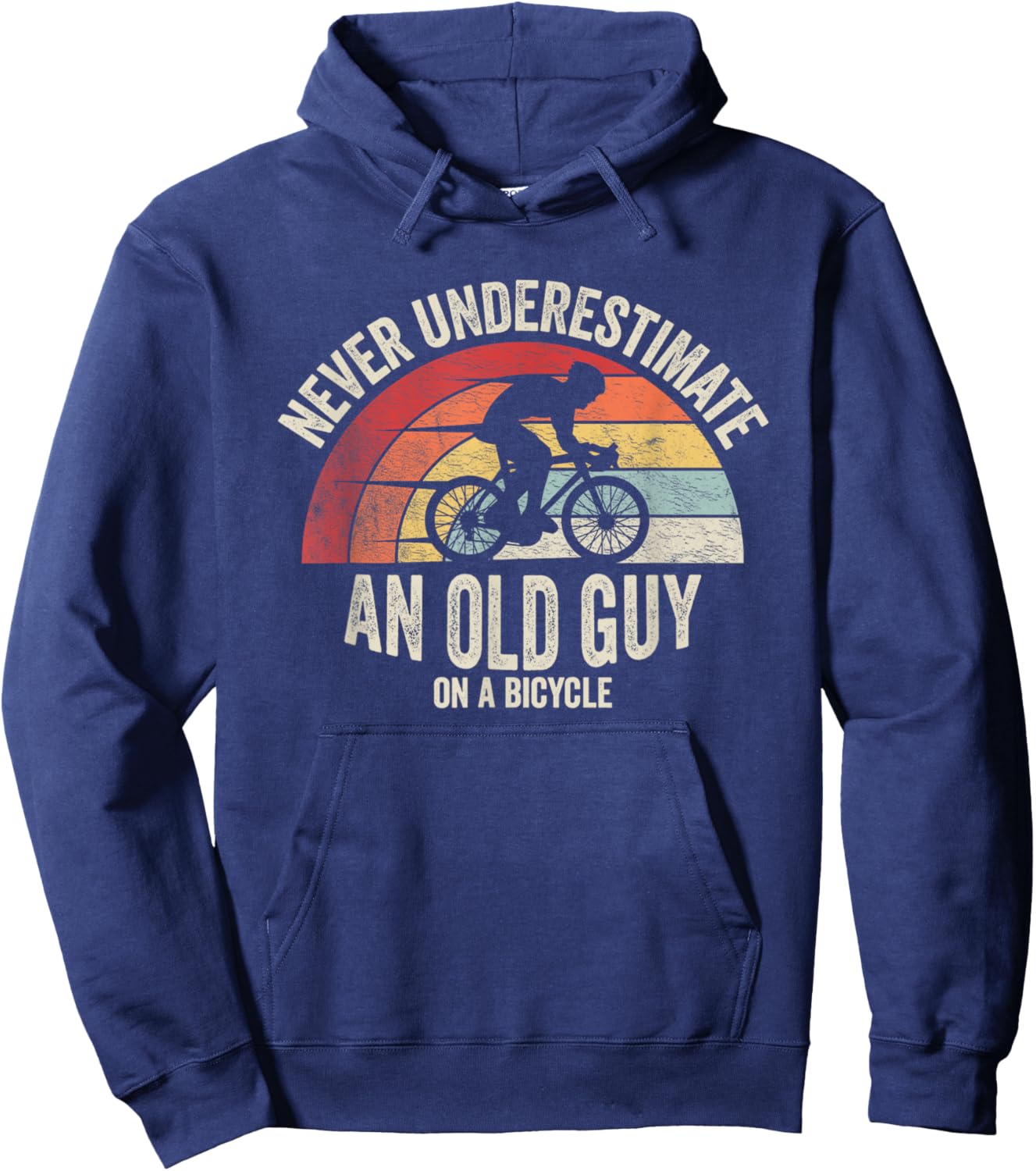 Retro Vintage Never Underestimate An Old Guy On A Bicycle Hoodie - Hoodie | Navy