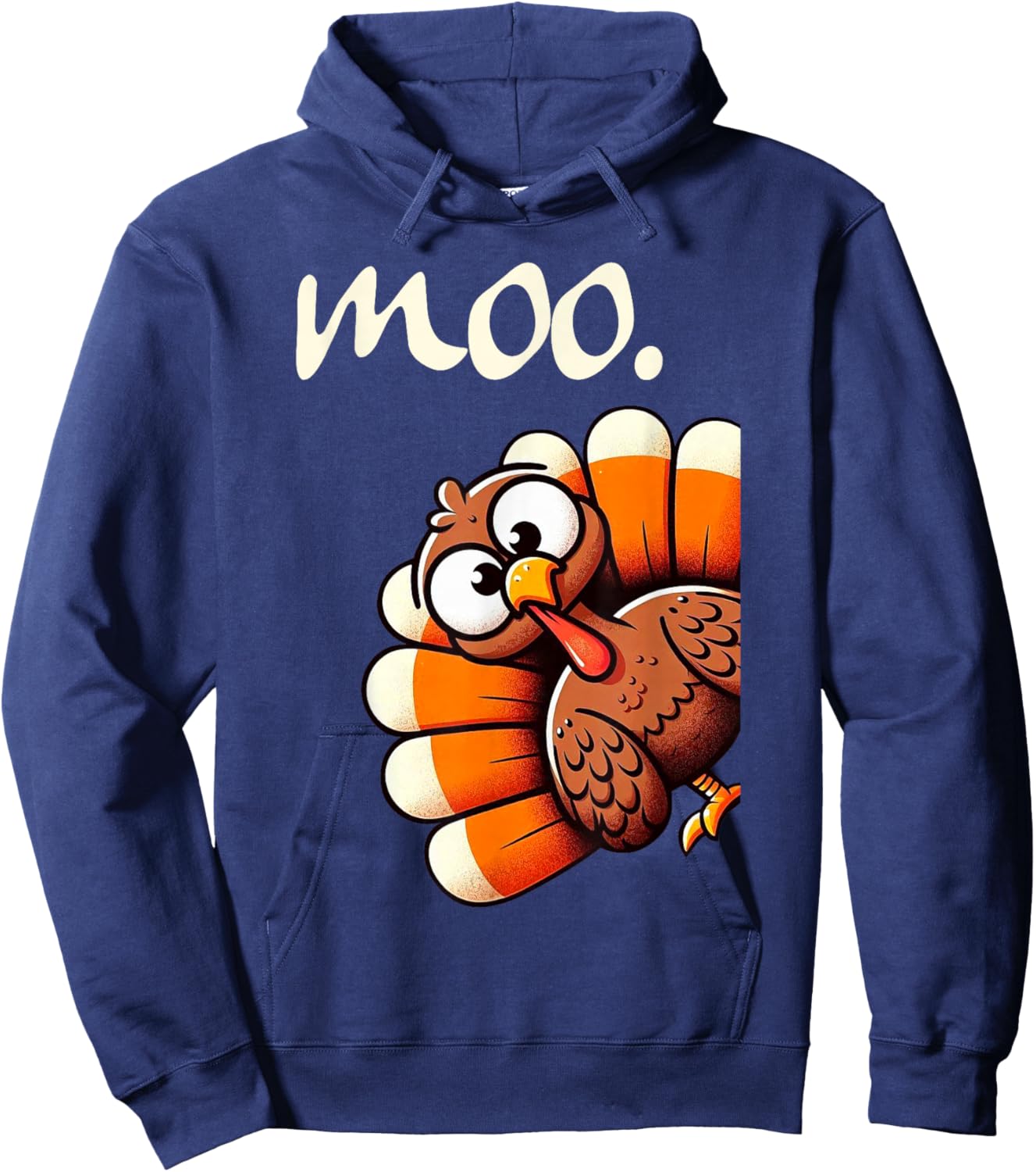 Turkey Moo Funny Thanksgiving Fall Autumn Turkey Men Women Hoodie - Hoodie | Navy