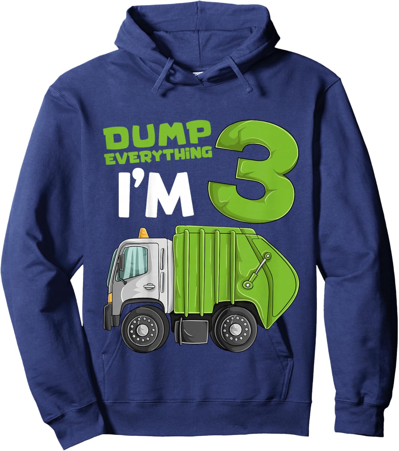 Kids Garbage Truck 3rd Birthday Boy Shirt, Trash Truck Toddler Hoodie - Hoodie | Navy