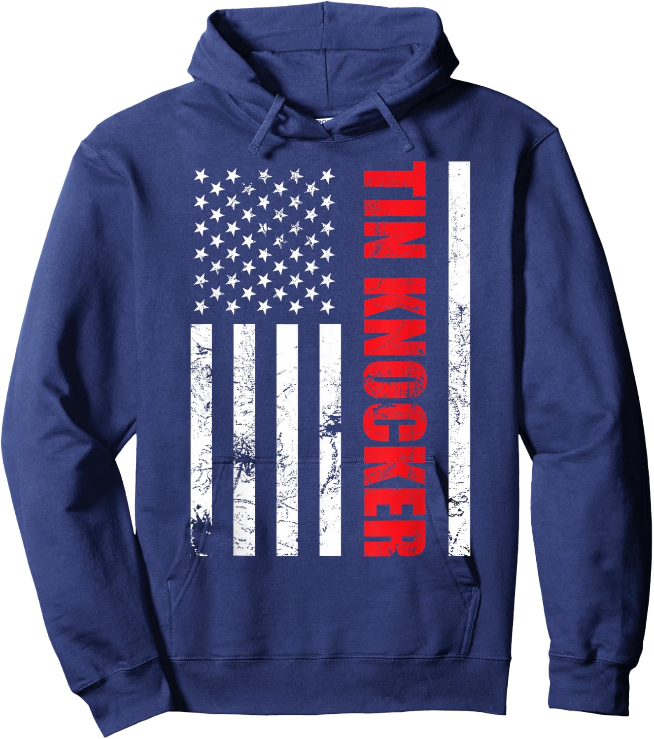 Tin Knocker Sheet Metal Worker, American Vertical Flag USA Hoodie - Hoodie | Navy