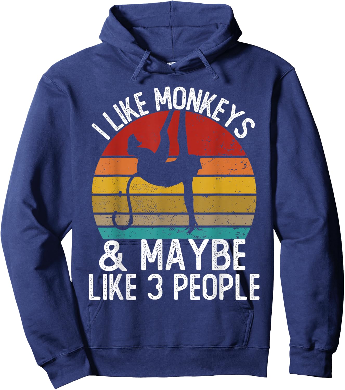 I Like Monkeys and Maybe Like 3 People Shirts Monkey Hoodie - Hoodie | Navy