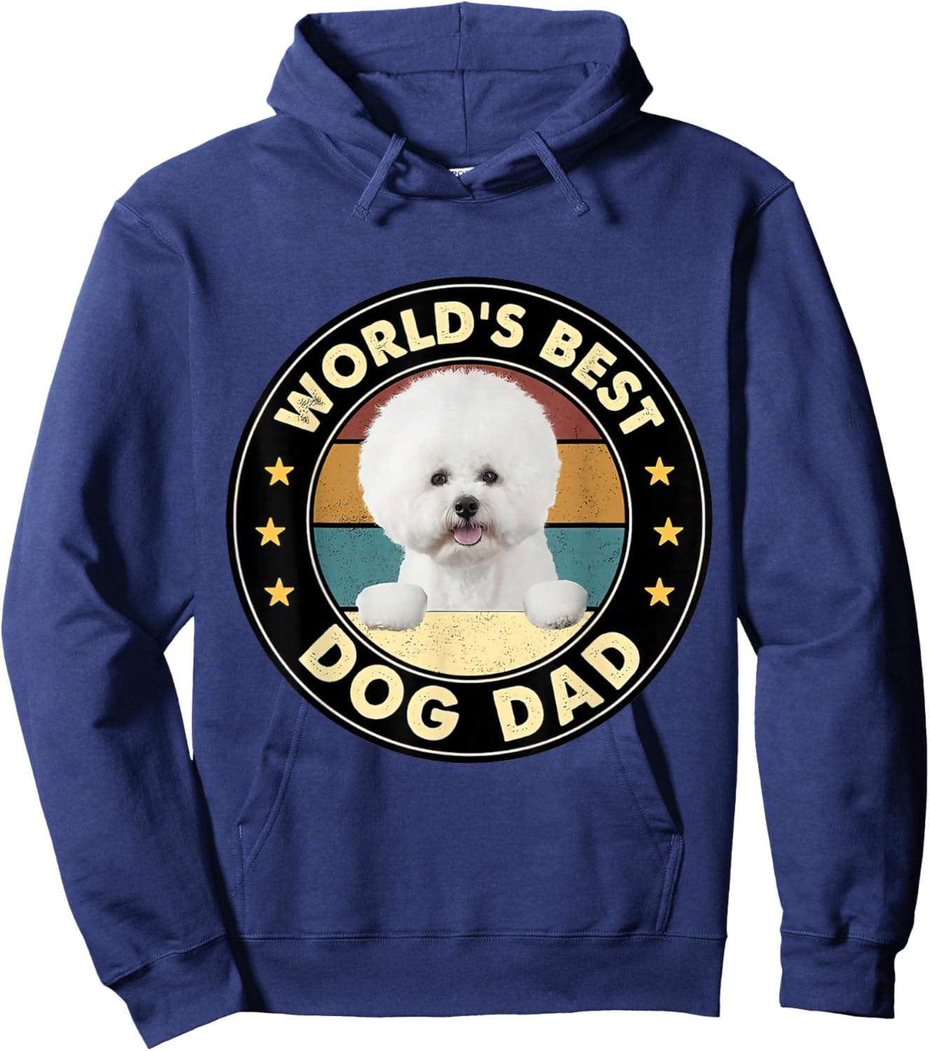 Vintage World's Best Best Bichon Frise Dad Dog Lover Women Hoodie - Hoodie | Navy
