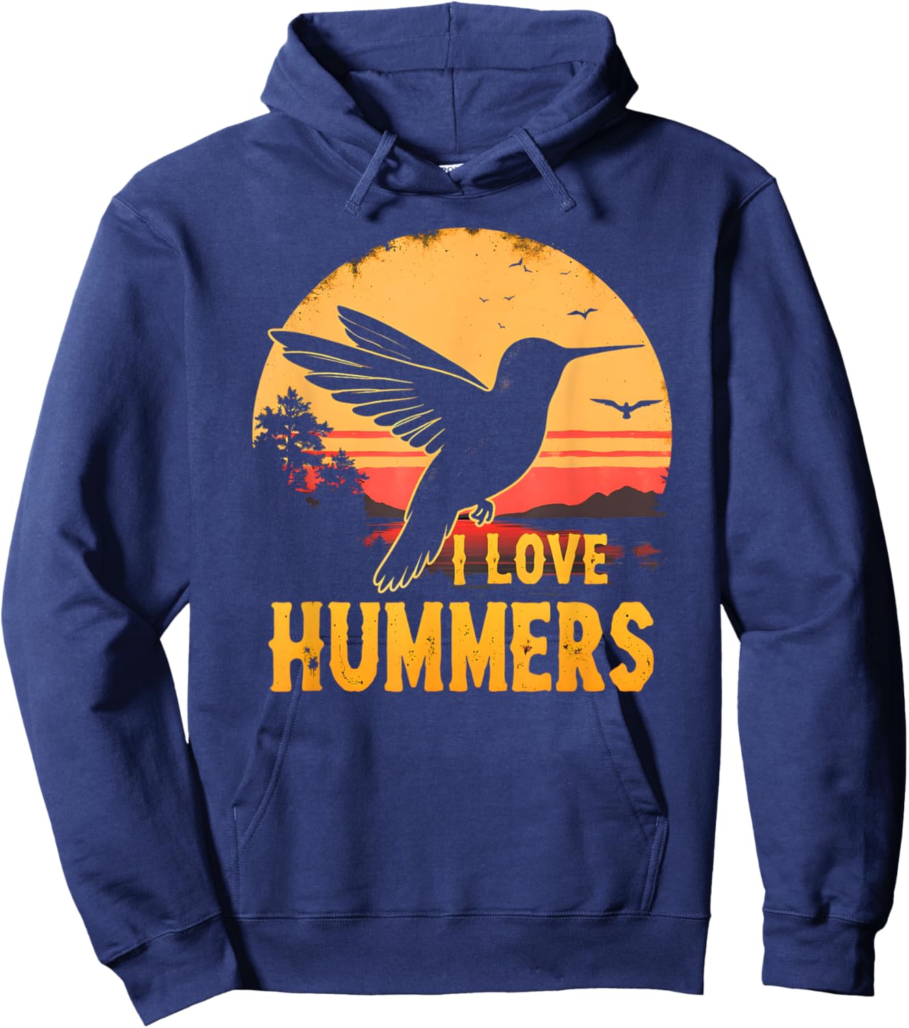 I Love Hummers Bird Colibri Vintage Sunset Hummers Kids Hoodie - Hoodie | Navy