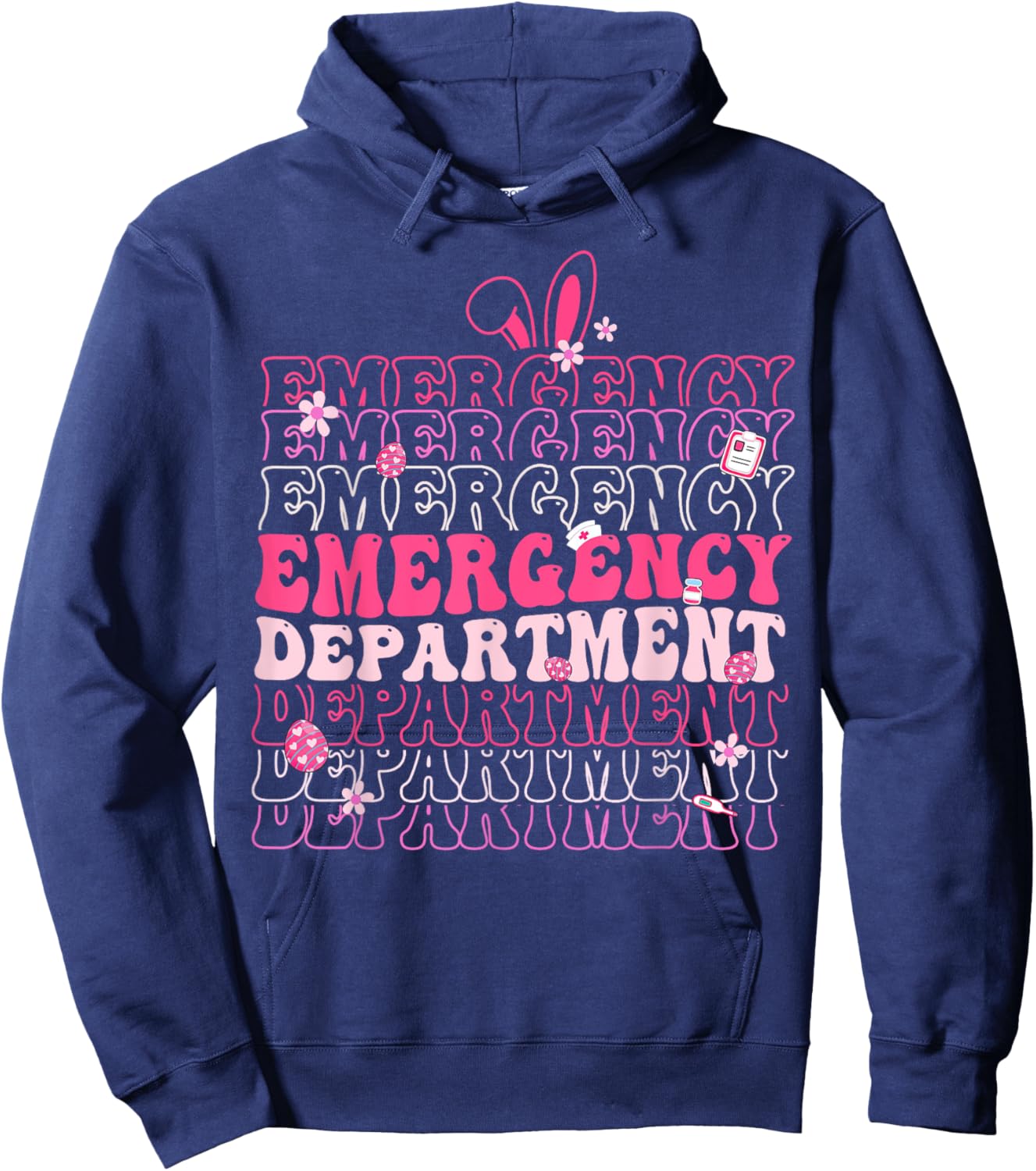 Emergency Department ER Nurse Bunny Easter Day ER Nurse Life Hoodie - Hoodie | Navy