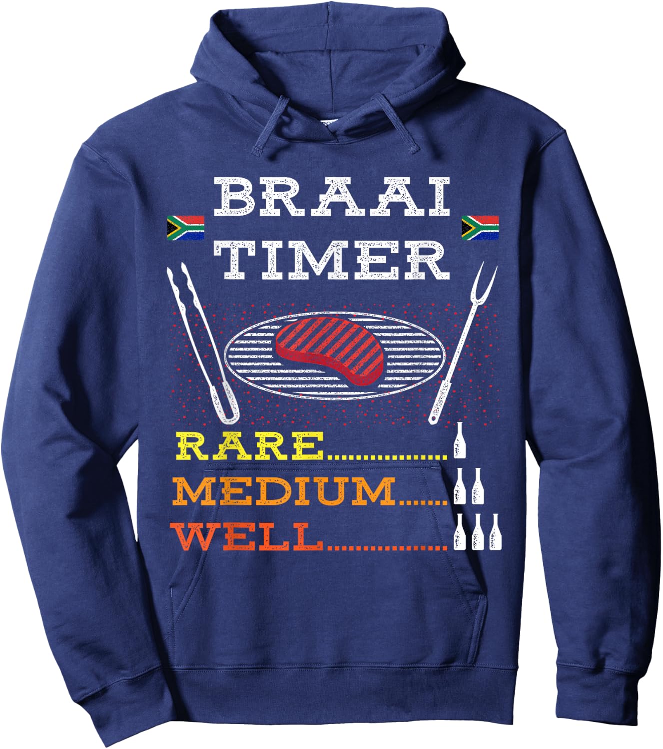 Braai Timer African BBQ Funny Family South Africa Flag Hoodie - Hoodie | Navy