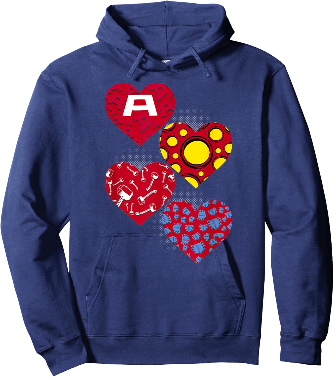 Marvel Comics Avengers Valentine's Day Super Hero Hearts Hoodie - Hoodie | Navy