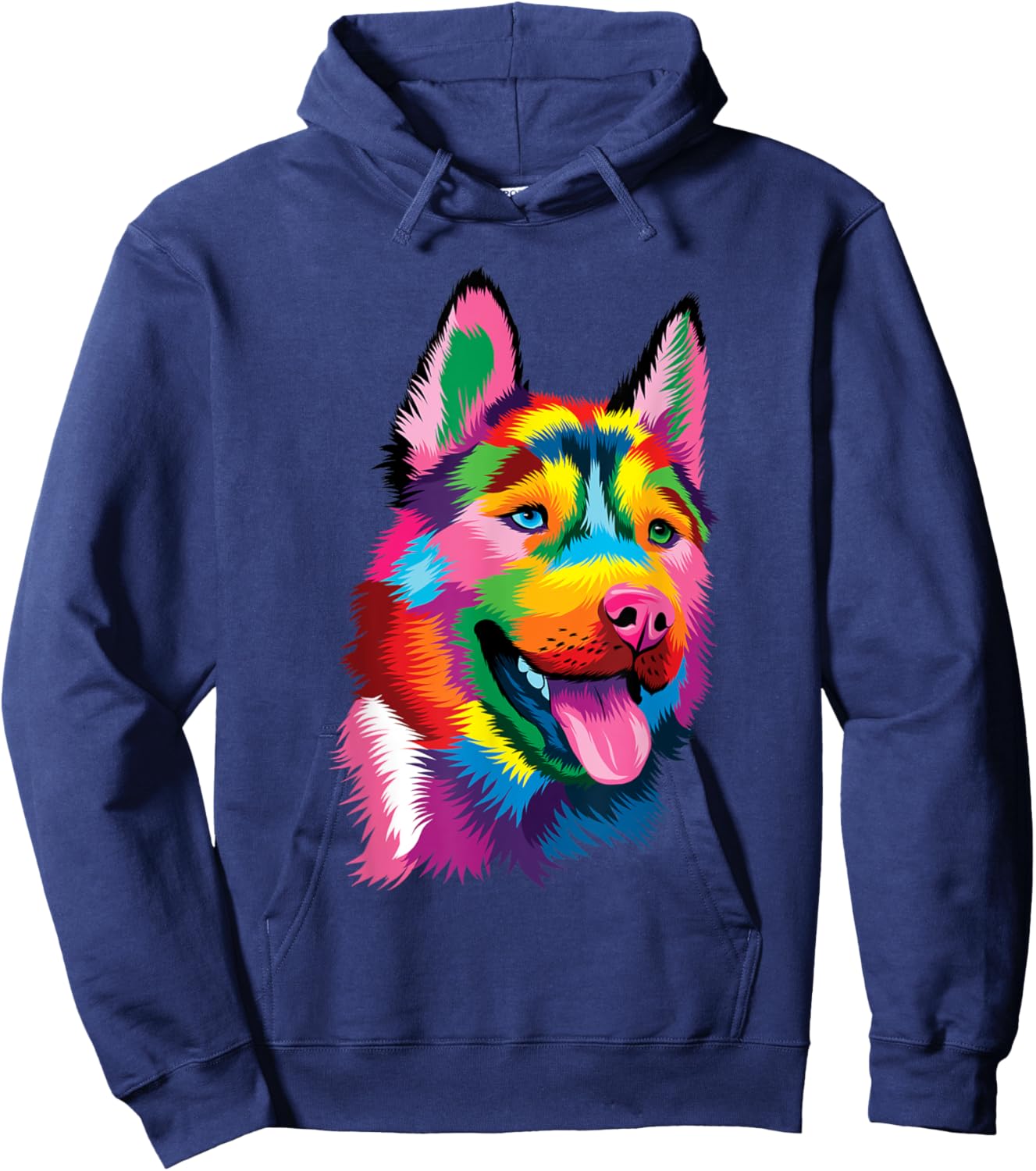 Colorful Siberian Husky - Dog Lover Pet Trainer Breeder Men Women Girls Kids Hoodie - Hoodie | Navy