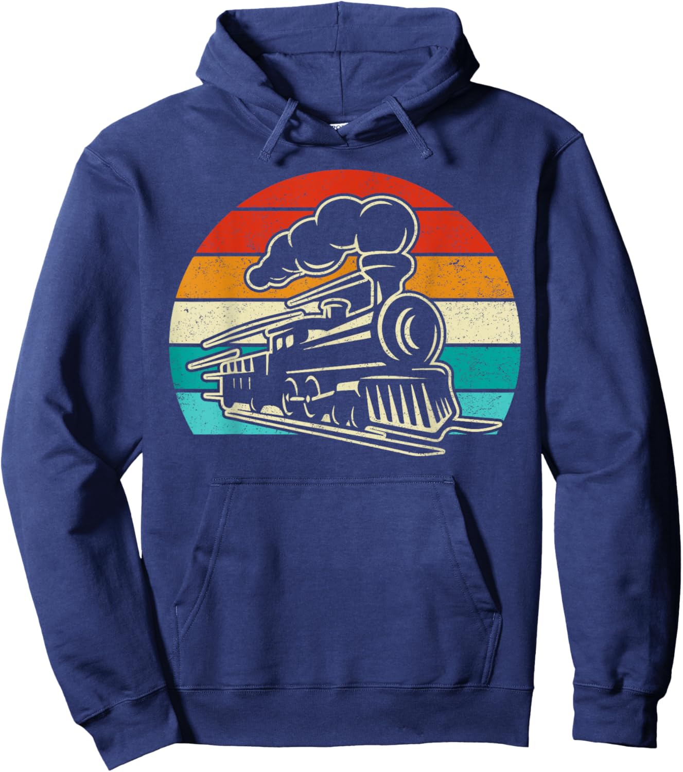 Retro Vintage Distressed Train Engineer Engine Boys Men Hoodie - Hoodie | Navy