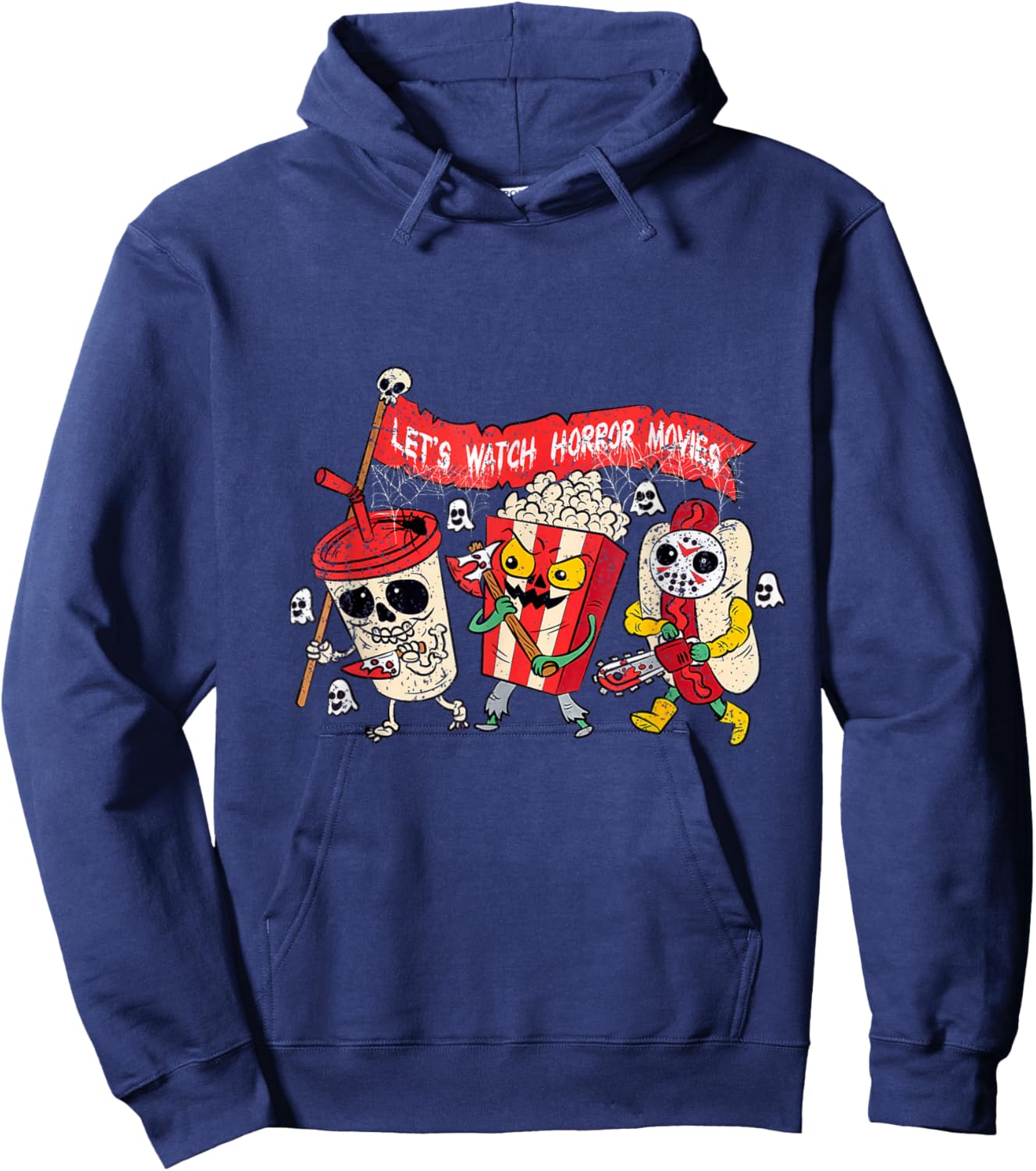 Retro Movie Concessions Let's Watch Horror Movies Halloween Hoodie - Hoodie | Navy