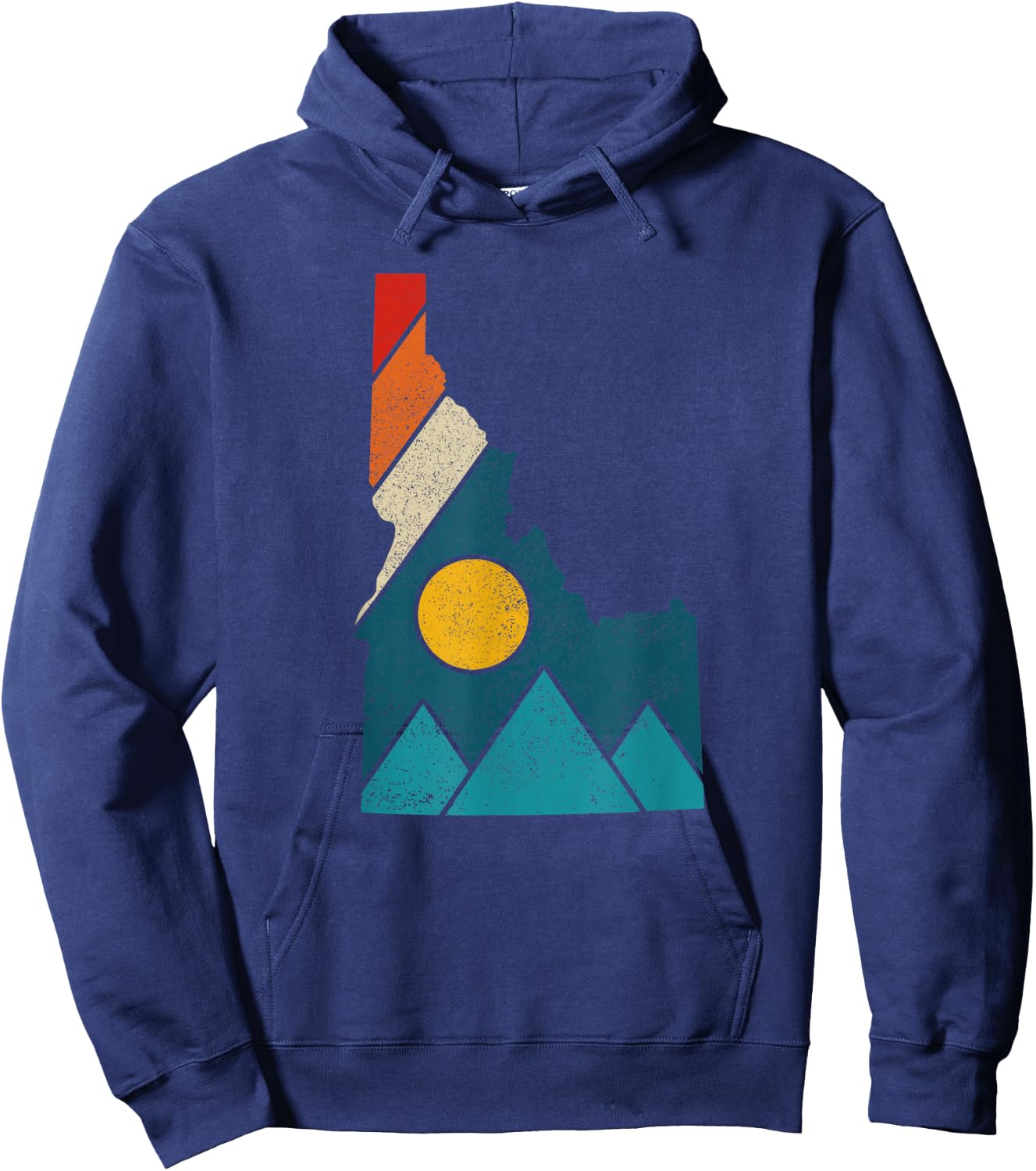 Idaho Vintage State Map Mountains Hikers Camping Hoodie - Hoodie | Navy