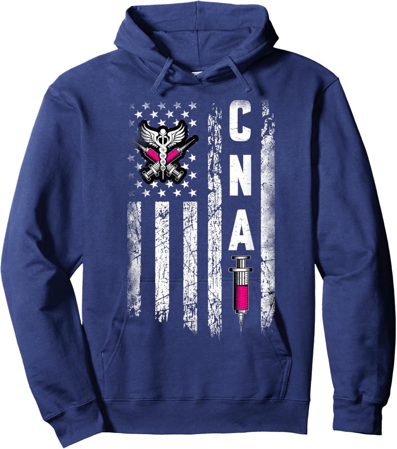 CNA - American Flag July 4th Certified Nurse Assistant Hoodie - Hoodie | Navy