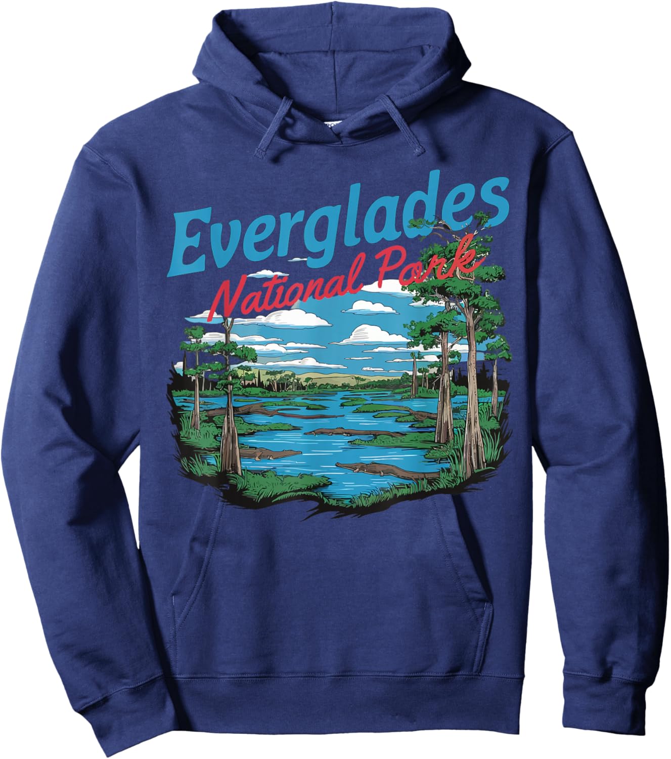 Everglades National Park Illustration Hiking Retro Florida Hoodie - Hoodie | Navy