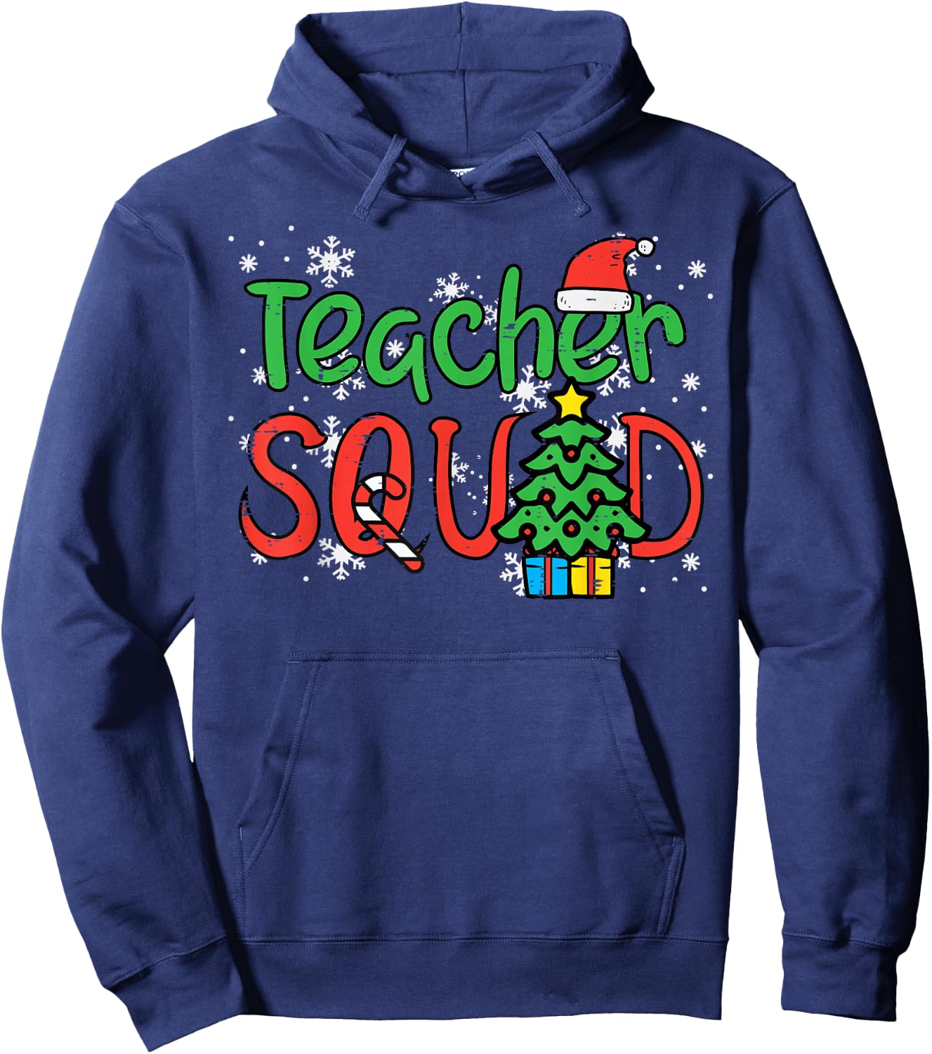 Christmas Teacher Squad Funny Xmas Teachers Crew Men Women Hoodie - Hoodie | Navy