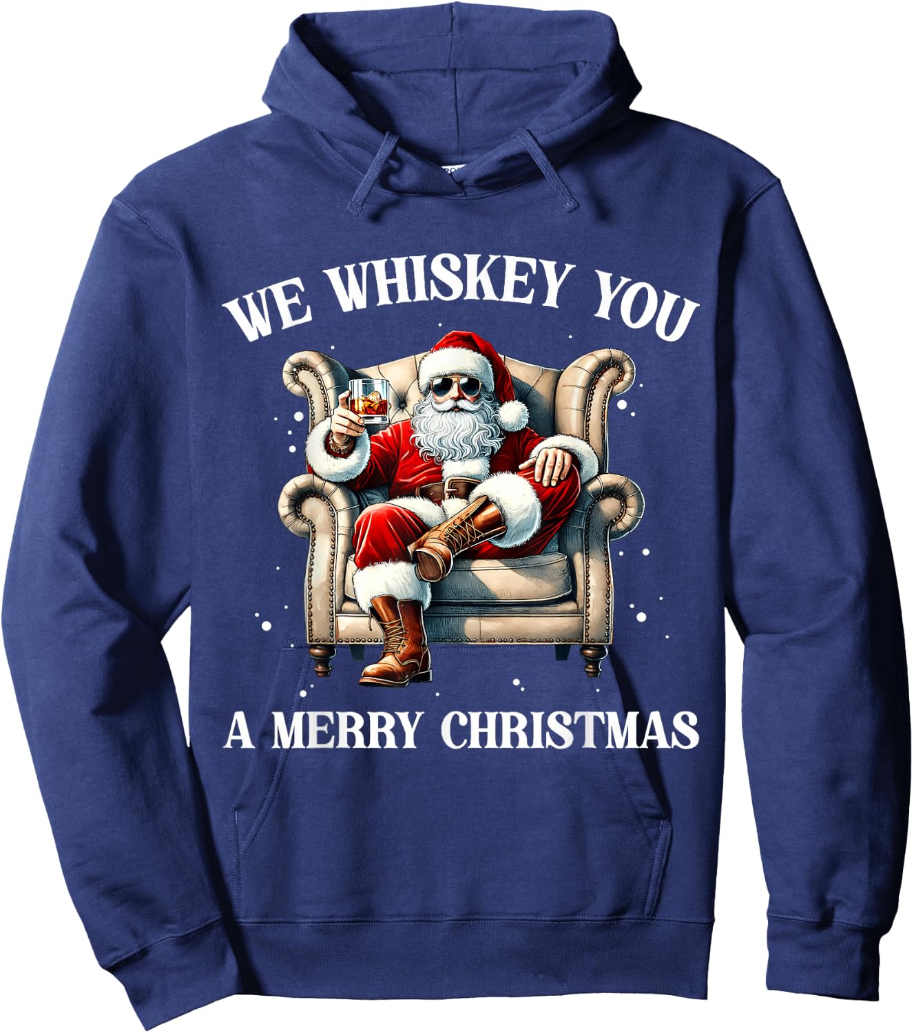 I Whiskey You A Merry Christmas Drinking Xmas Santa Claus Hoodie - Hoodie | Navy