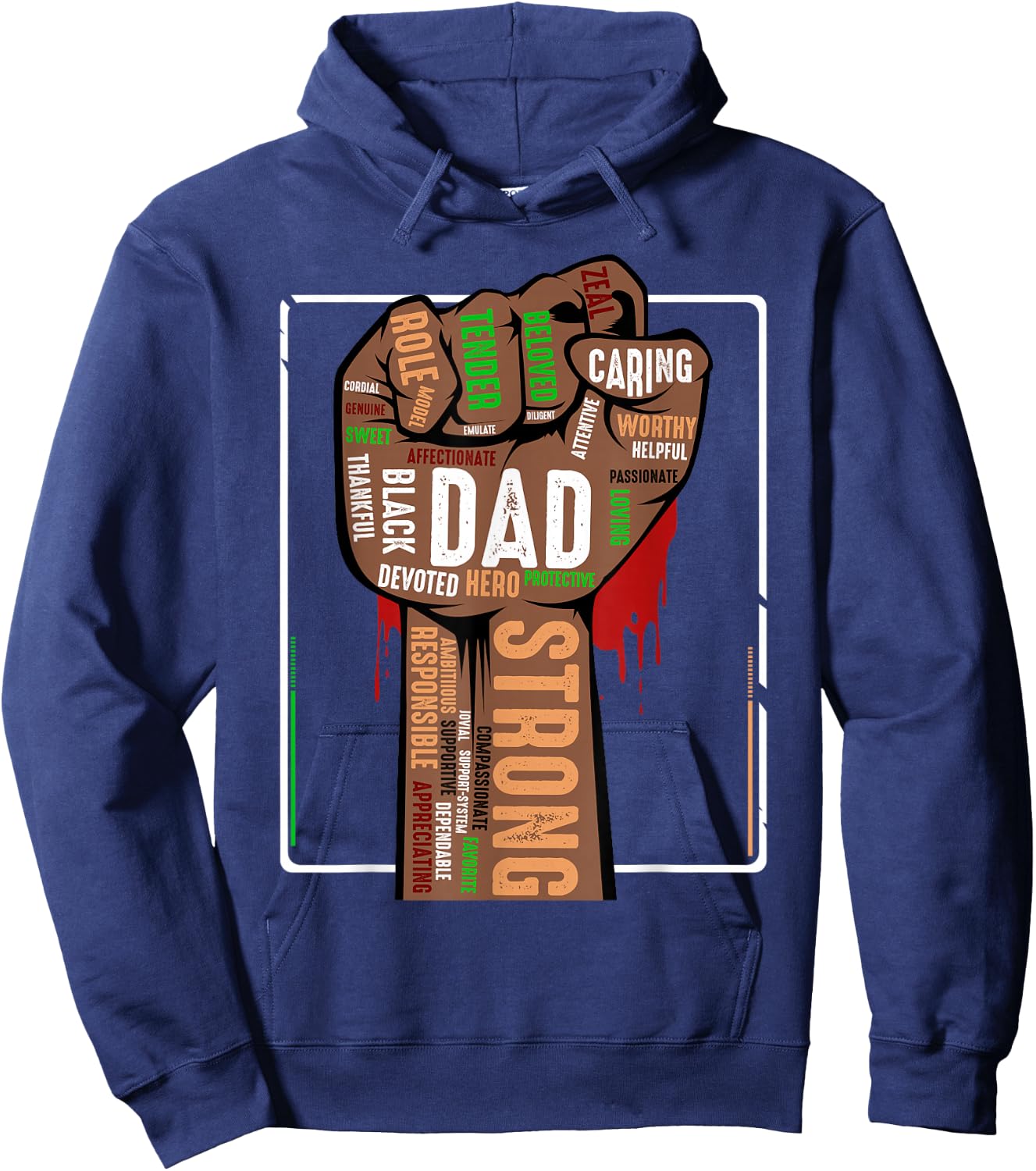 Black Dad African American Melanin Pride Black History Month Hoodie - Hoodie | Navy