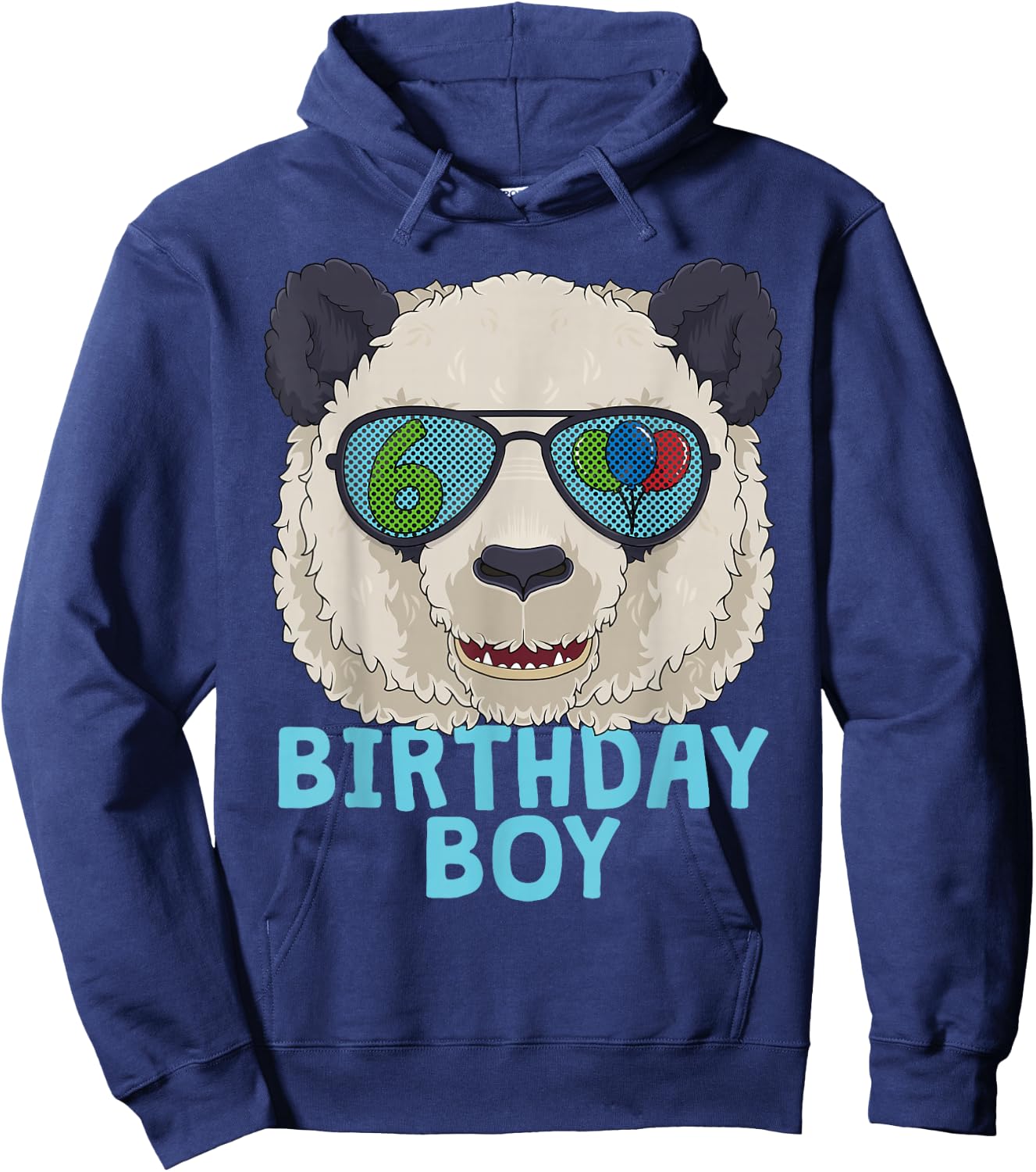 Panda 6th Birthday Boy Sunglasses 6 Year Old Party Hoodie - Hoodie | Navy