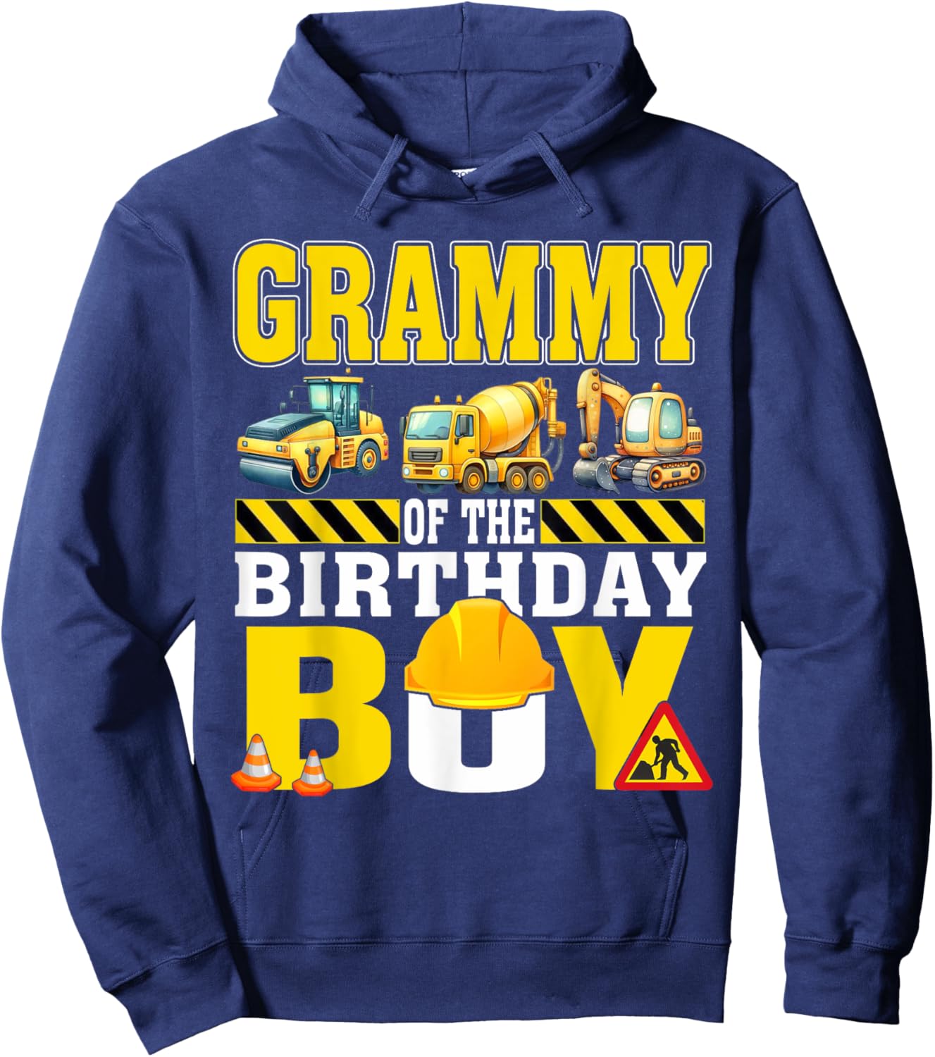 Grammy Of The Birthday Boy Construction Worker Birthday Hoodie - Hoodie | Navy