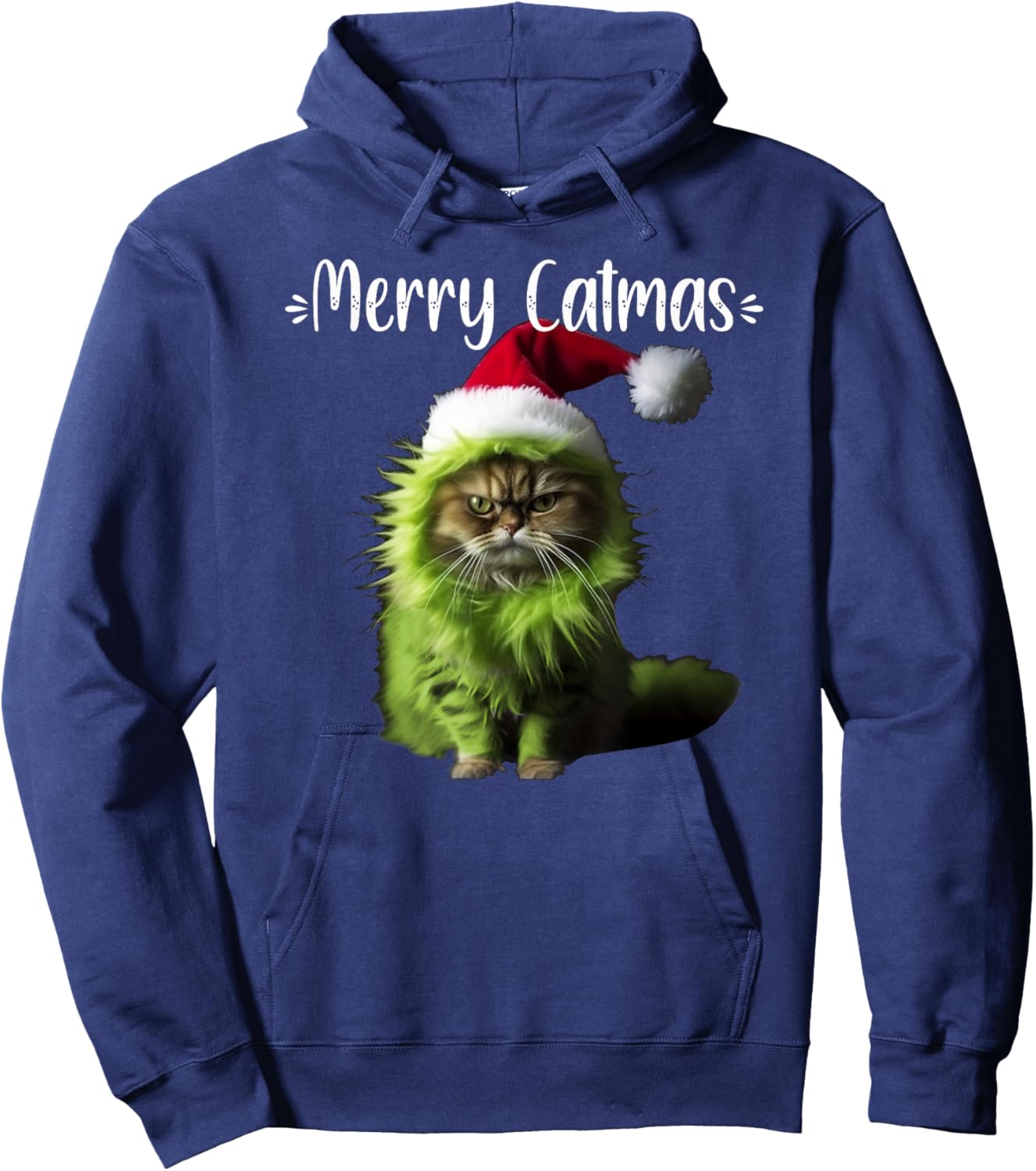 Merry Catmas - Funny Cat Christmas Women Kids Hoodie - Hoodie | Navy