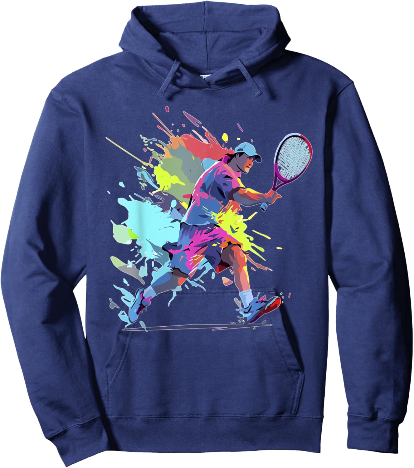 Tennis player Paint splash Tennis racket Hoodie - Hoodie | Navy