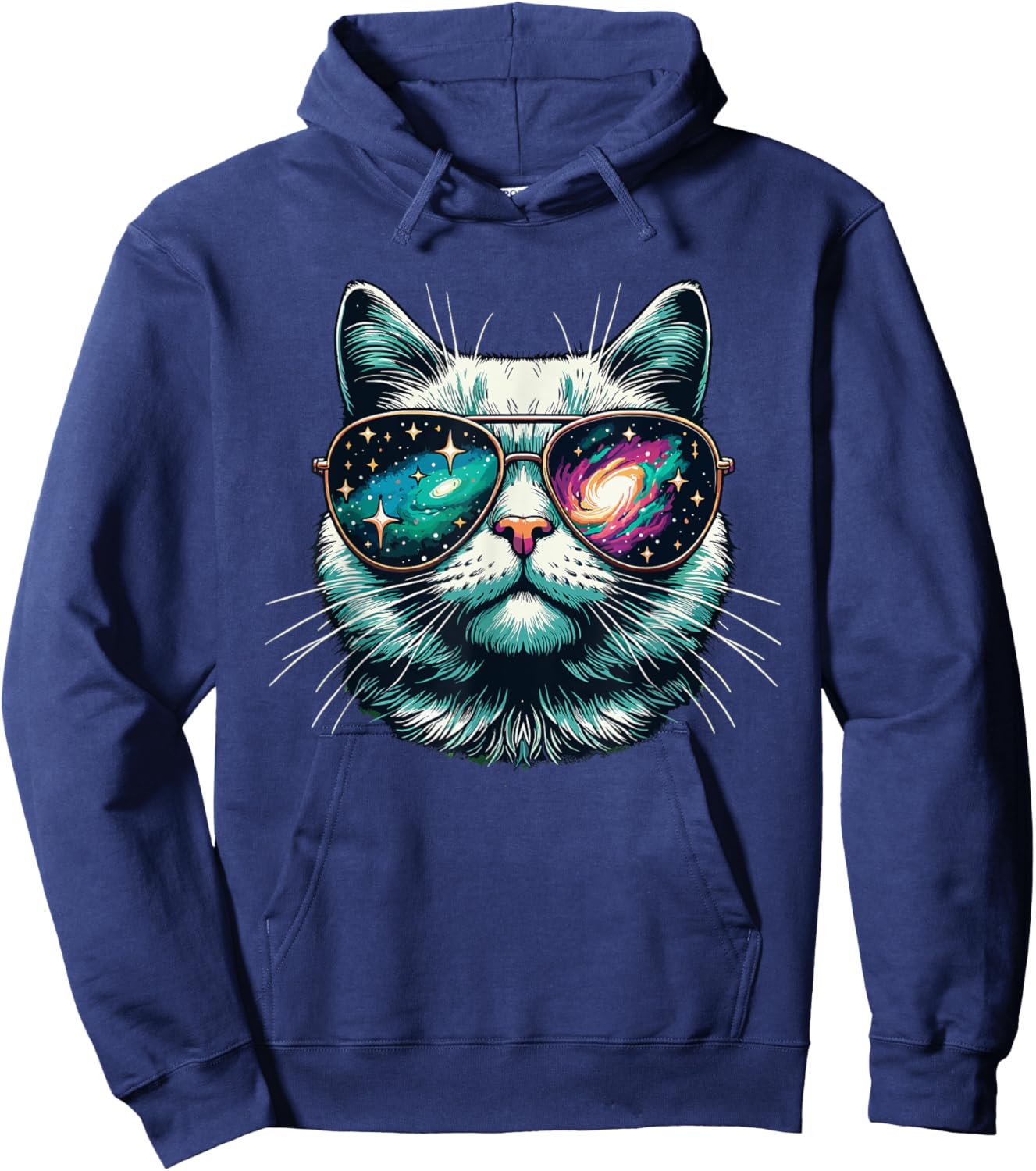 Cat Space Galaxy Sunglasses Cats Women Girls Kids Hoodie - Hoodie | Navy