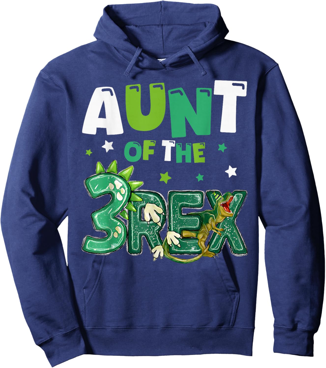 Aunt of the Three Rex Birthday Dinosaur Family Matching Hoodie - Hoodie | Navy