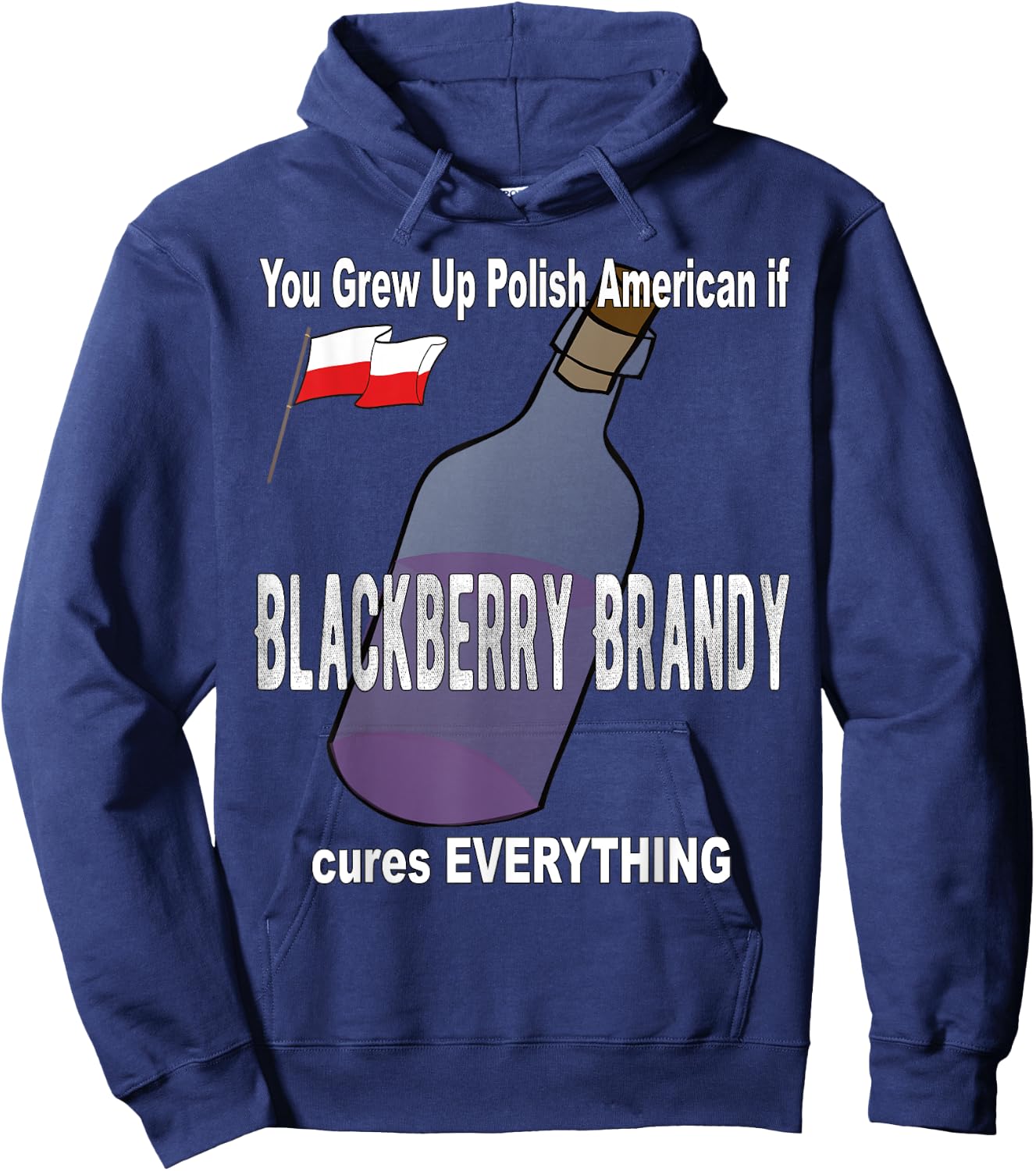 Grew Up Polish American Blackberry Brandy Cures Everything Hoodie - Hoodie | Navy