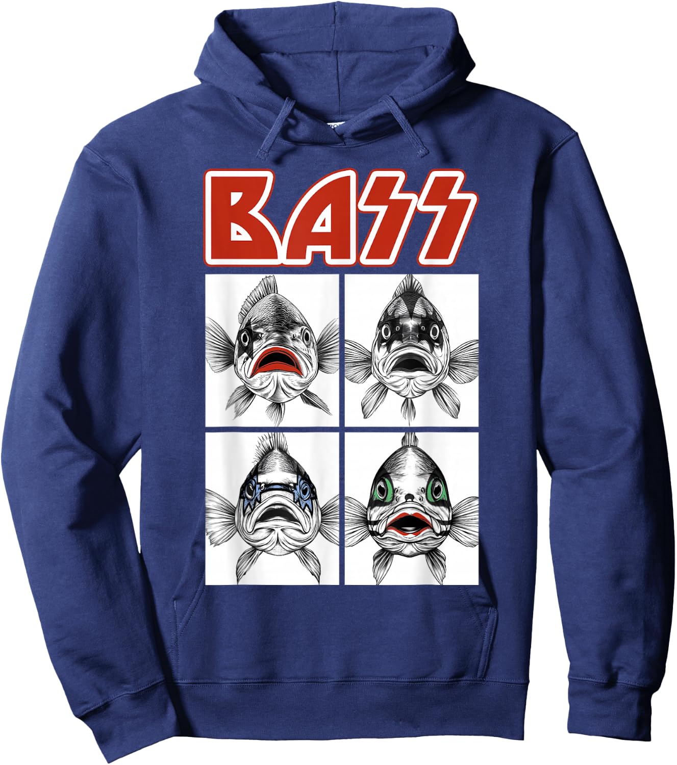 Bass Angler Fisherman Fishing Men Women Kids Funny Fishing Hoodie - Hoodie | Navy