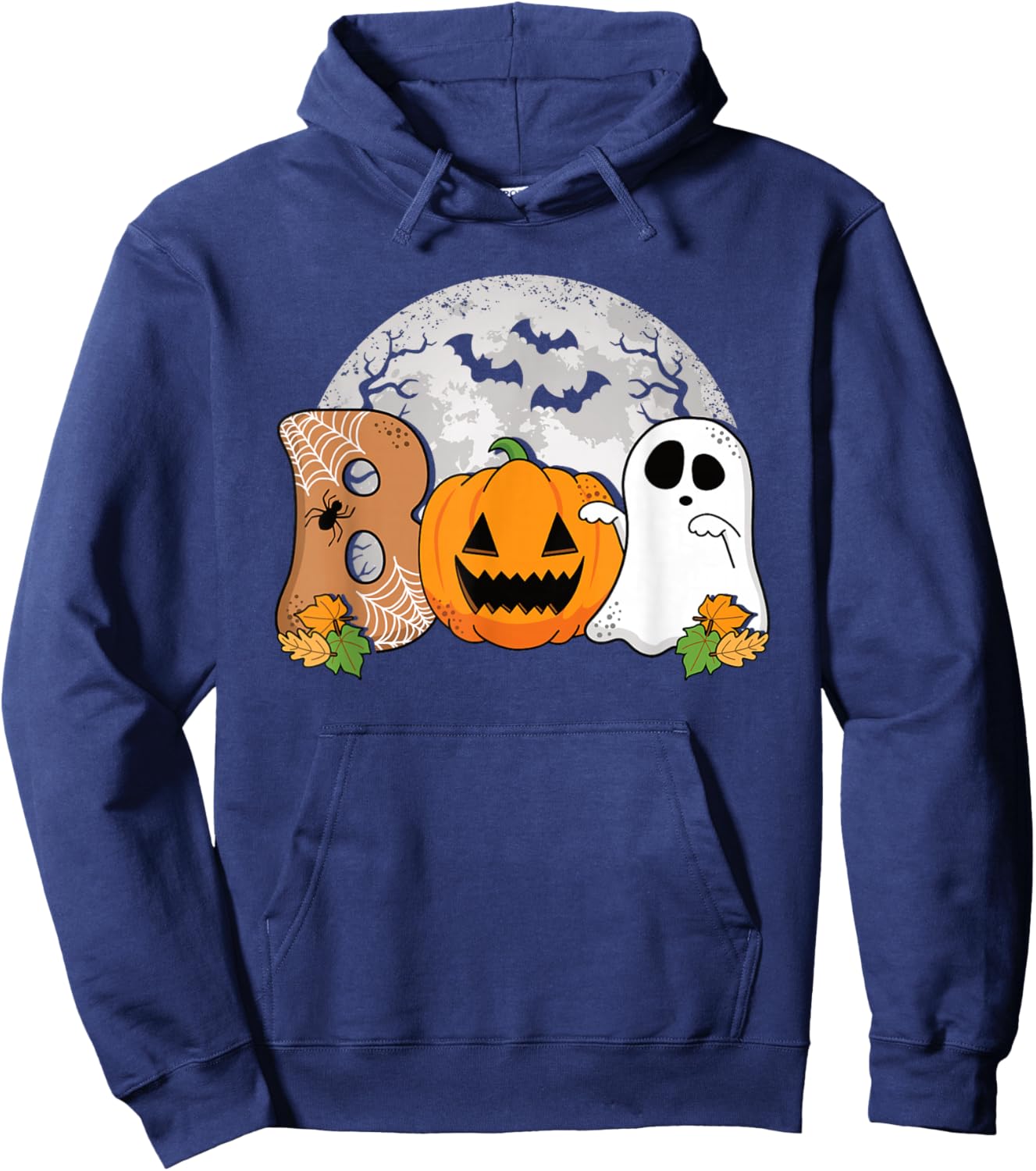 Boo Halloween Pumpkin Ghost Scary Halloween Men Women Kids Hoodie - Hoodie | Navy